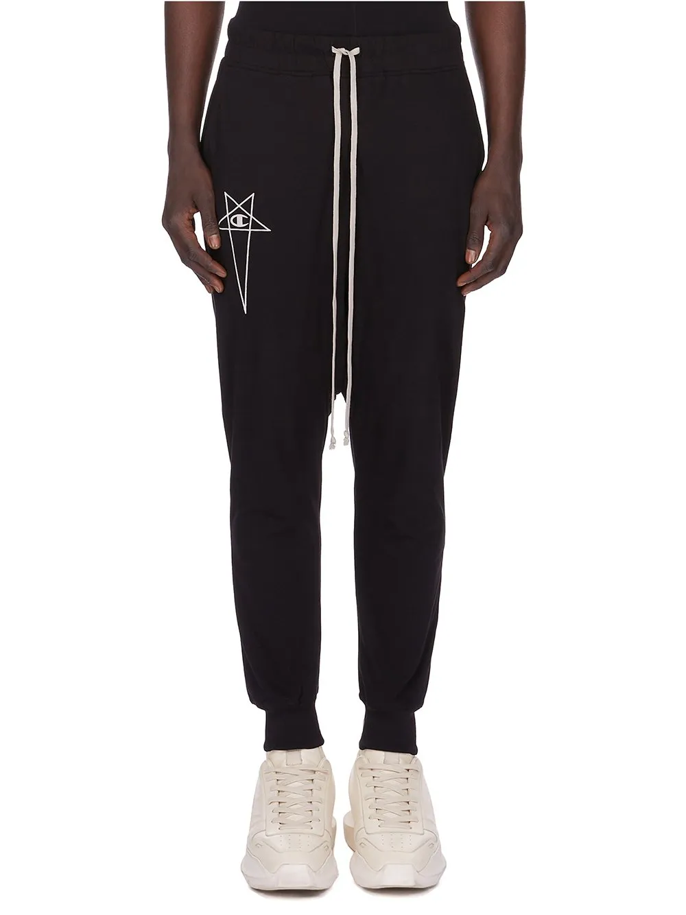 Champion X Rick Owens Prisoner Drawstring In Black Cotton Jersey