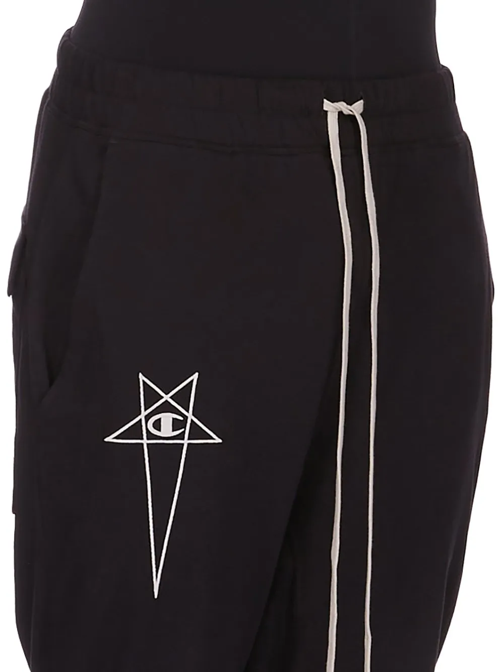 Champion X Rick Owens Prisoner Drawstring In Black Cotton Jersey