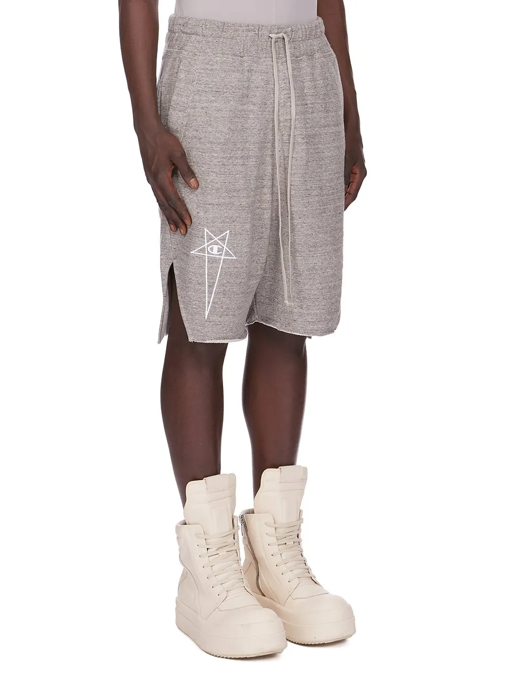 Champion X Rick Owens Beveled Pods In Grey Melange Melange Felpa Jersey