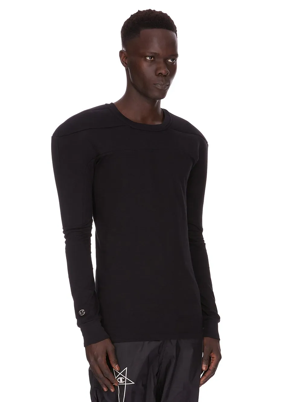 Champion X Rick Owens Girdered Harness In Black Cotton Jersey