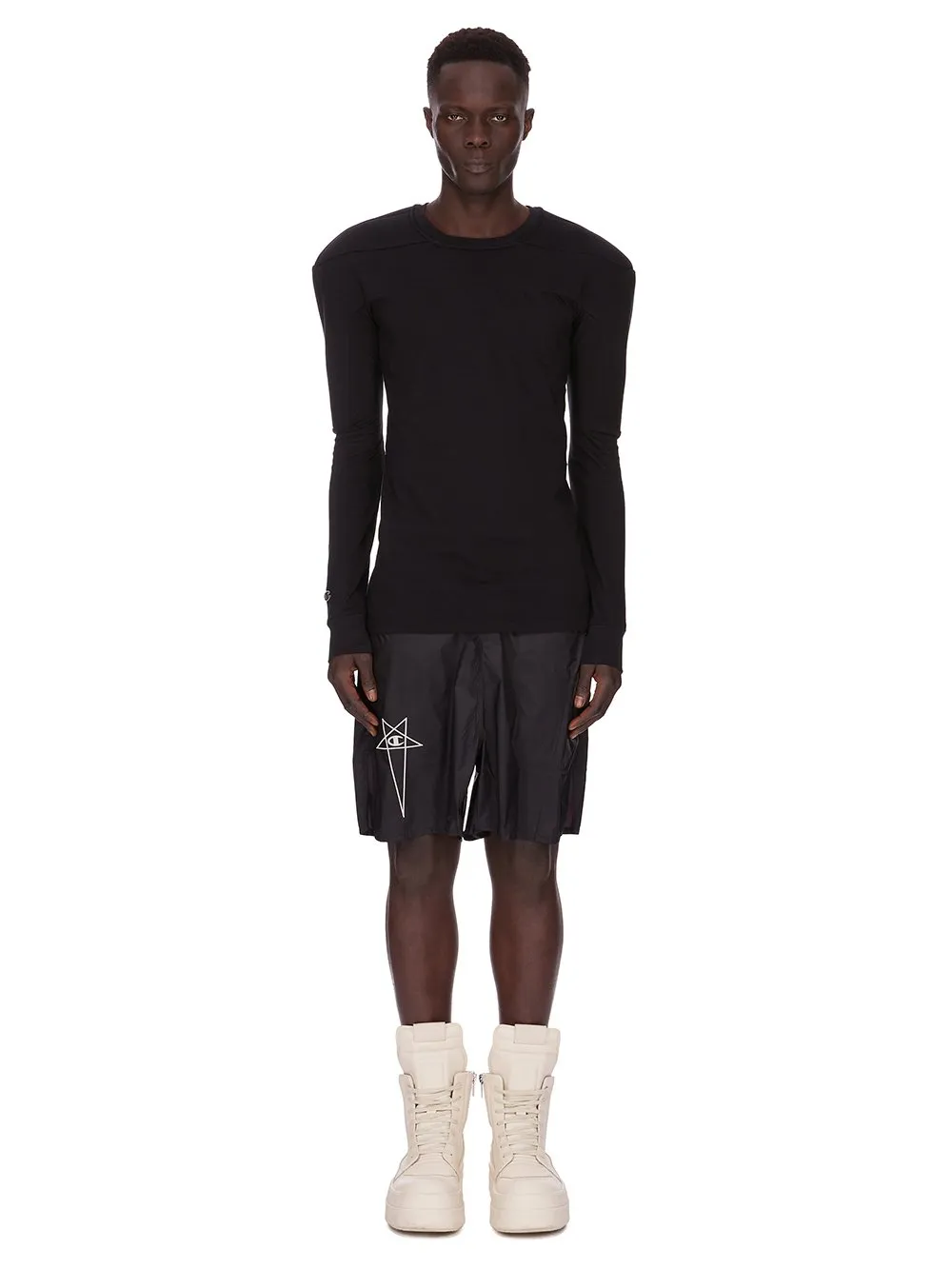 Champion X Rick Owens Girdered Harness In Black Cotton Jersey