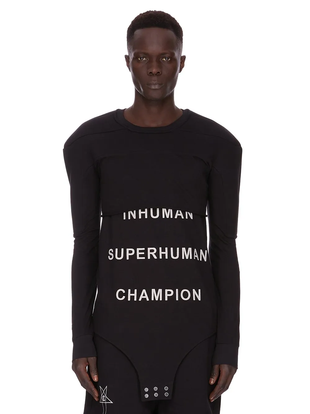 Champion X Rick Owens Girdered Cropped Harness In Black Cotton Jersey