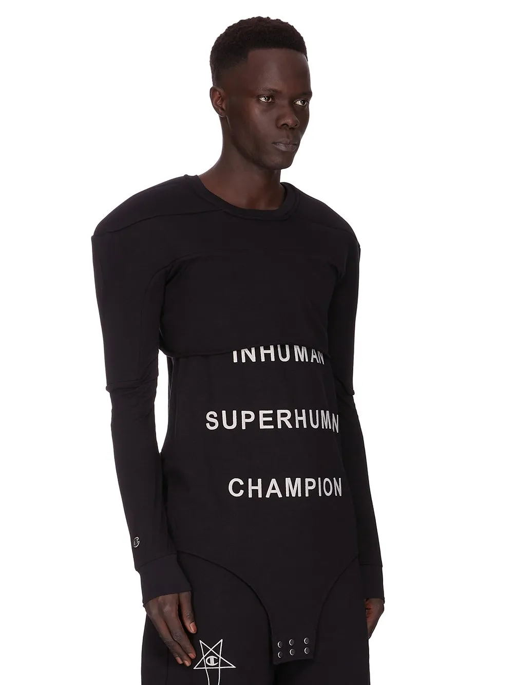 Champion X Rick Owens Girdered Cropped Harness In Black Cotton Jersey