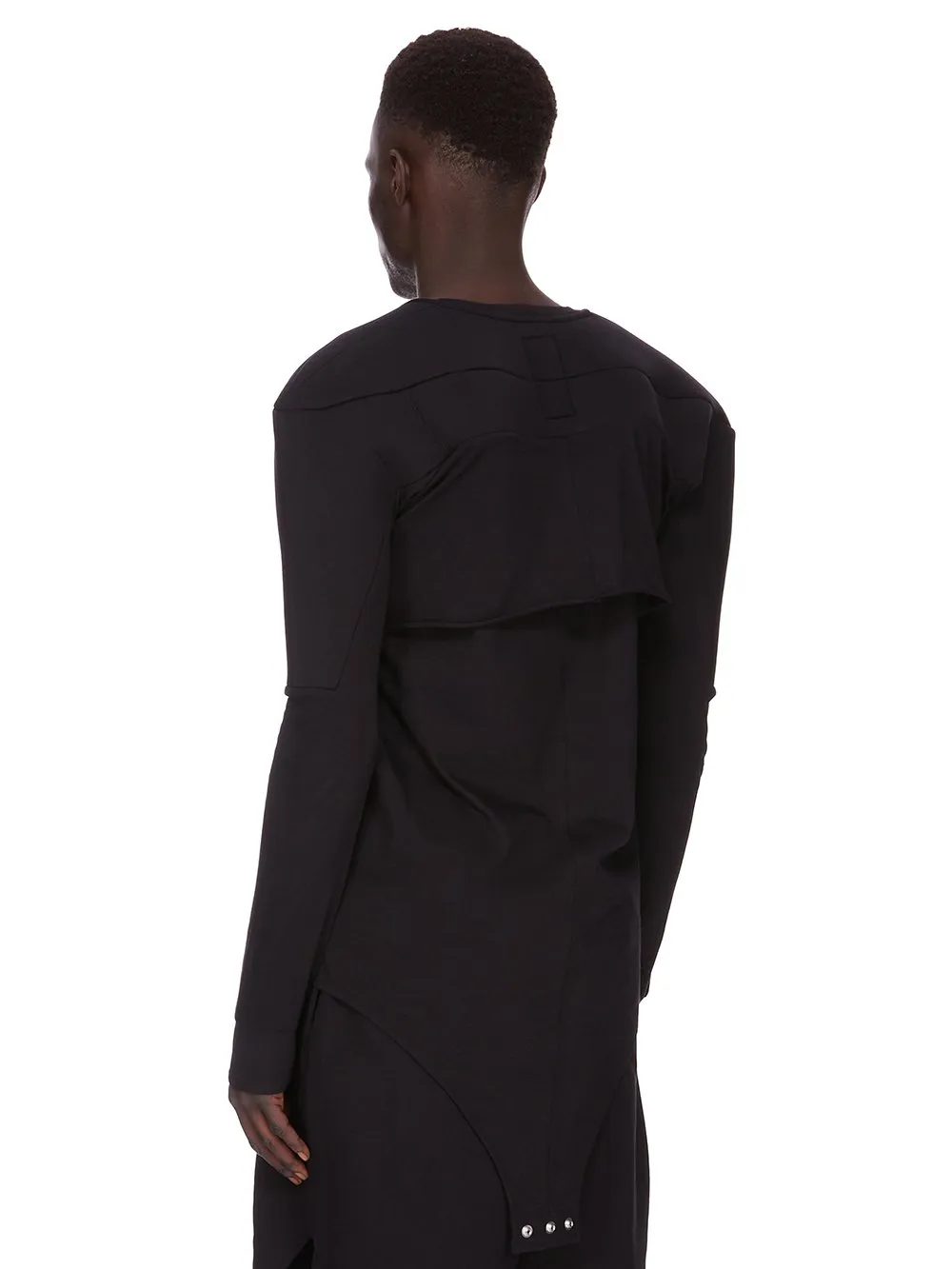 Champion X Rick Owens Girdered Cropped Harness In Black Cotton Jersey