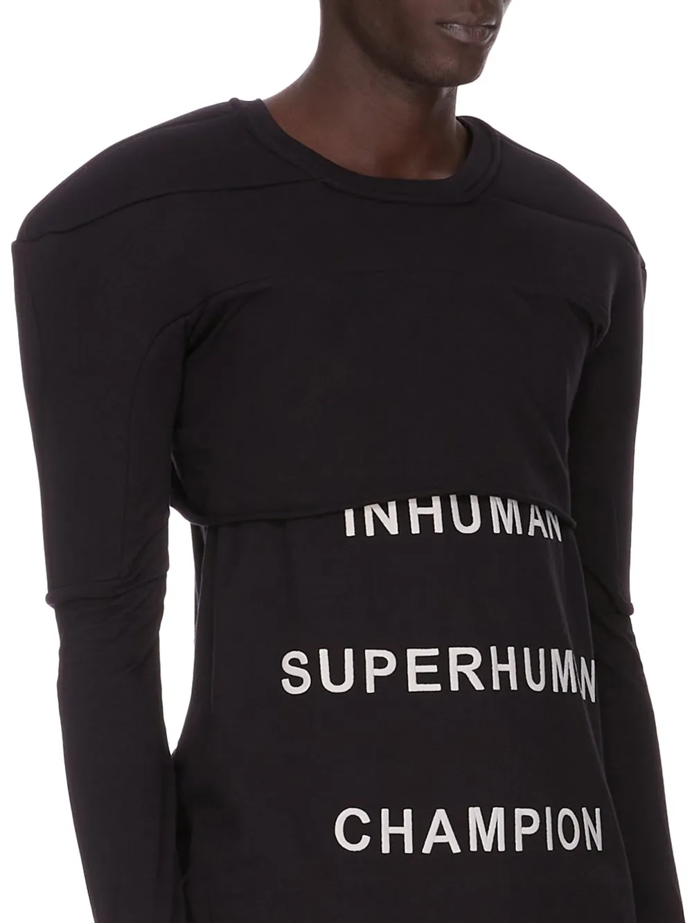 Champion X Rick Owens Girdered Cropped Harness In Black Cotton Jersey