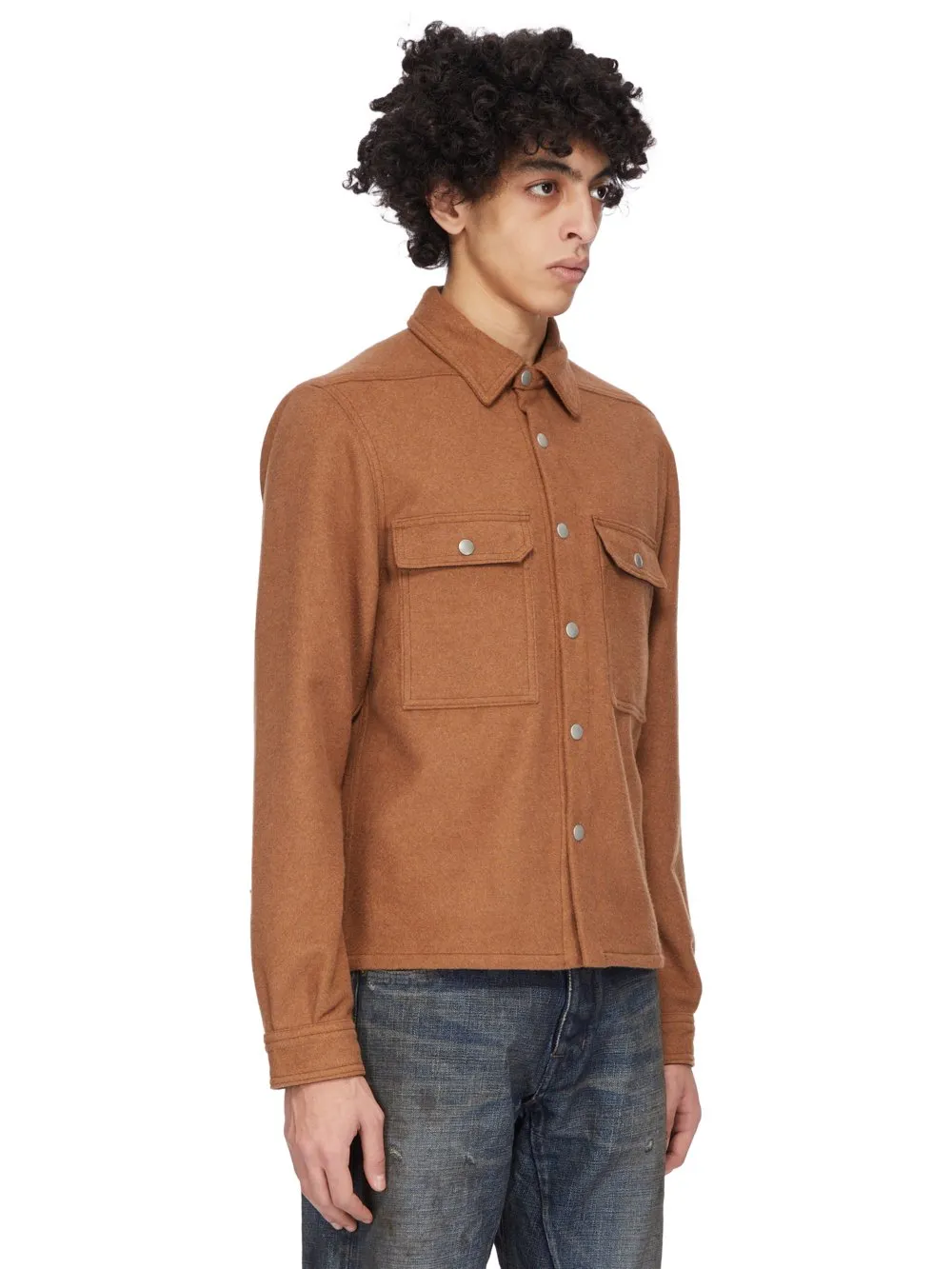 Drkshdw Concordians Cropped Outershirt In Rust Brushed Cotton