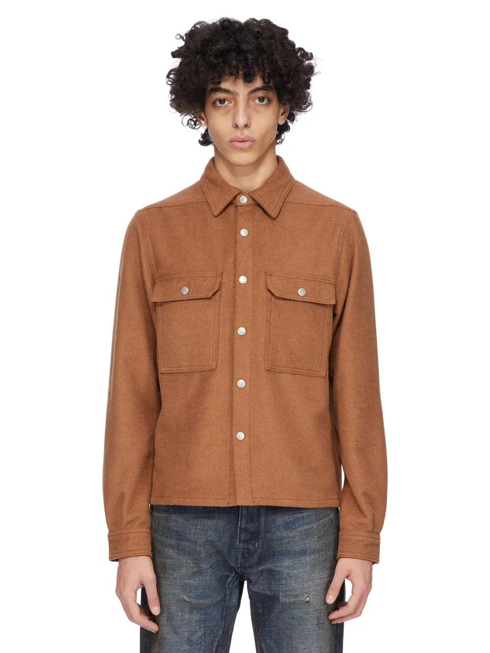 Drkshdw Concordians Cropped Outershirt In Rust Brushed Cotton