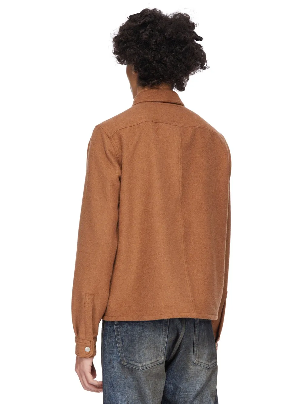 Drkshdw Concordians Cropped Outershirt In Rust Brushed Cotton