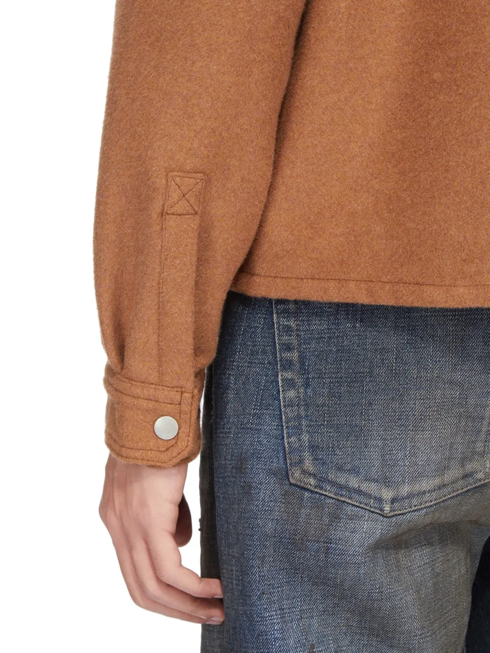 Drkshdw Concordians Cropped Outershirt In Rust Brushed Cotton