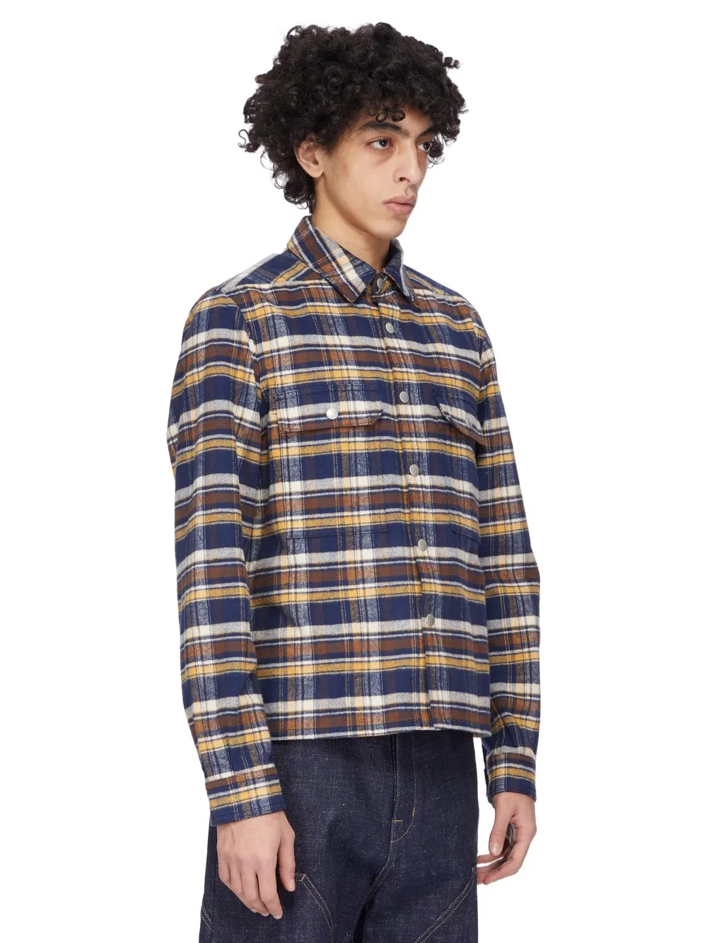 Drkshdw Concordians Cropped Outershirt In Gasoline Plaid Cotton Plaid