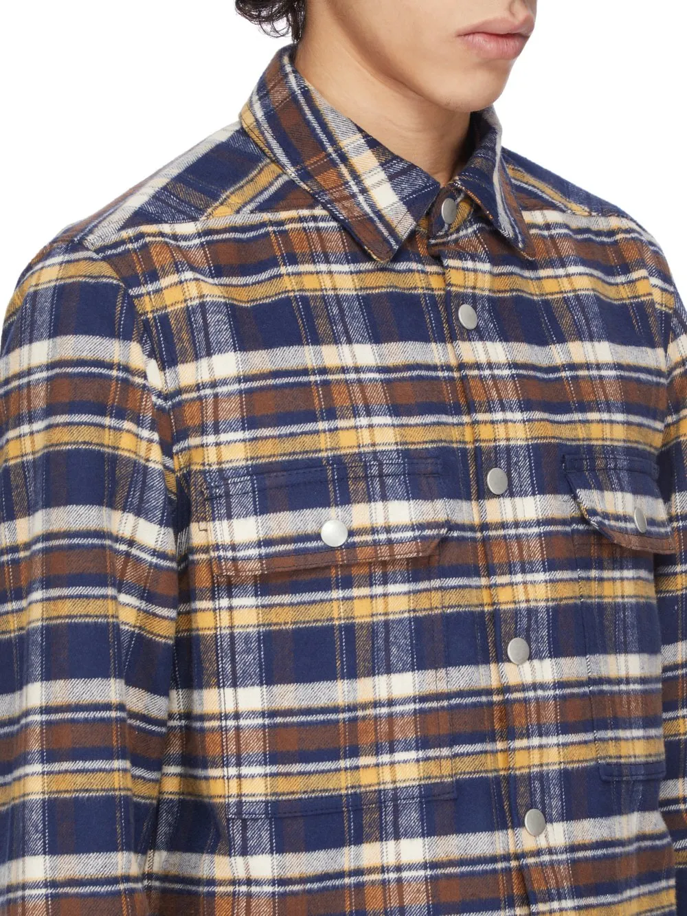 Drkshdw Concordians Cropped Outershirt In Gasoline Plaid Cotton Plaid