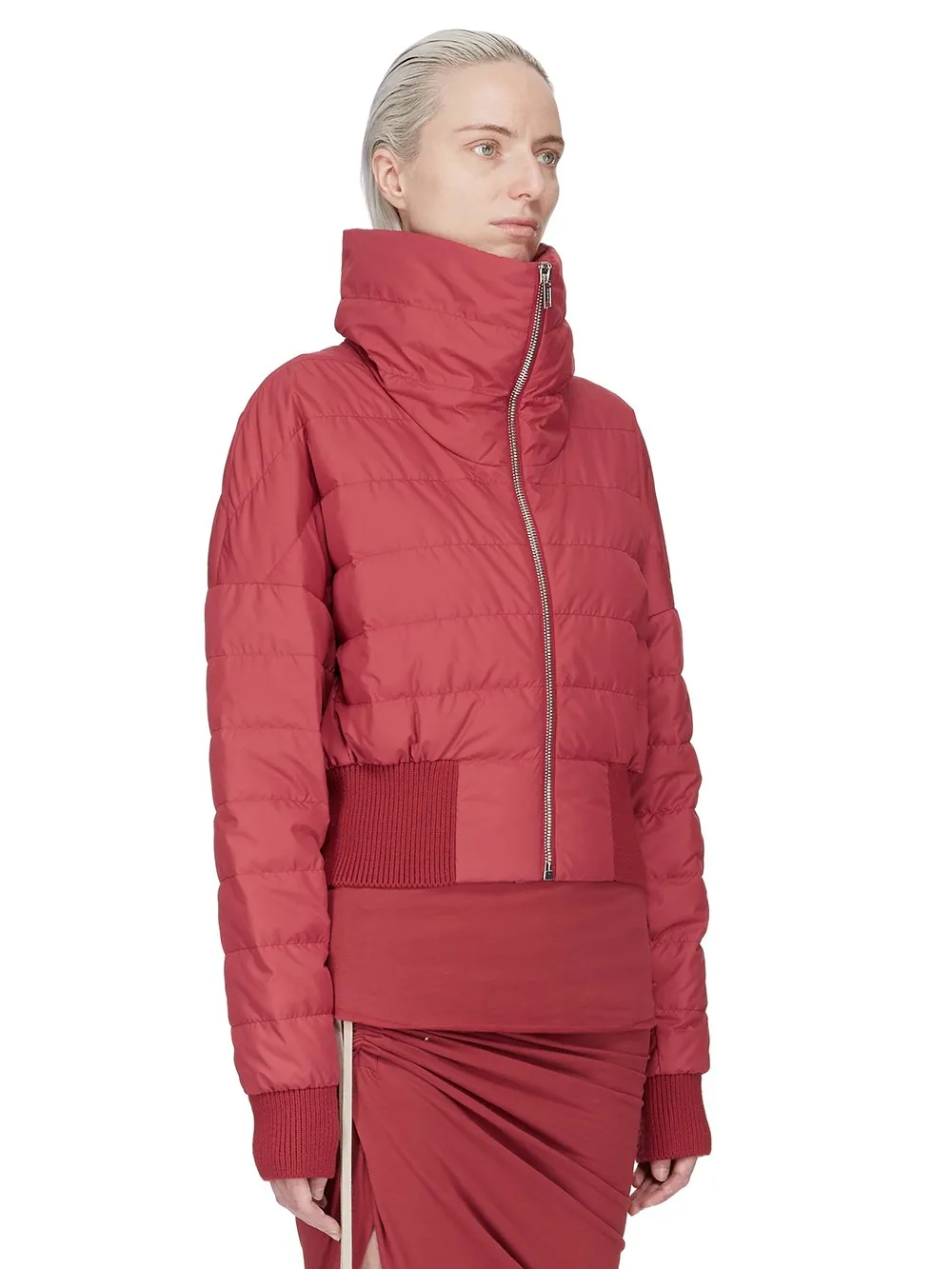 Moncler + Rick Owens Cropped Jacket In Carnelian Recycled Taffeta