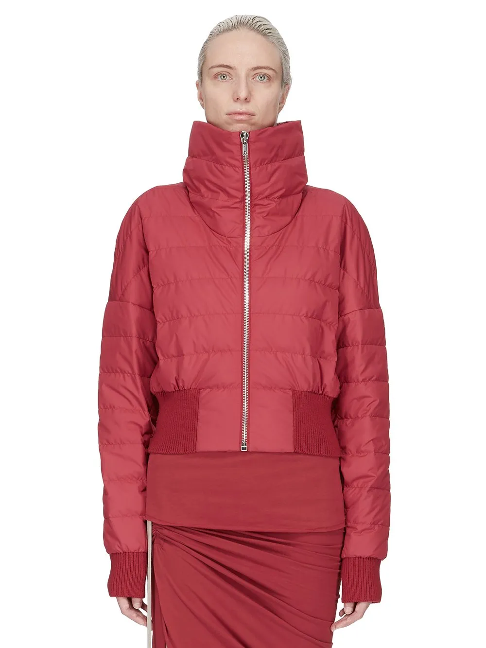 Moncler + Rick Owens Cropped Jacket In Carnelian Recycled Taffeta