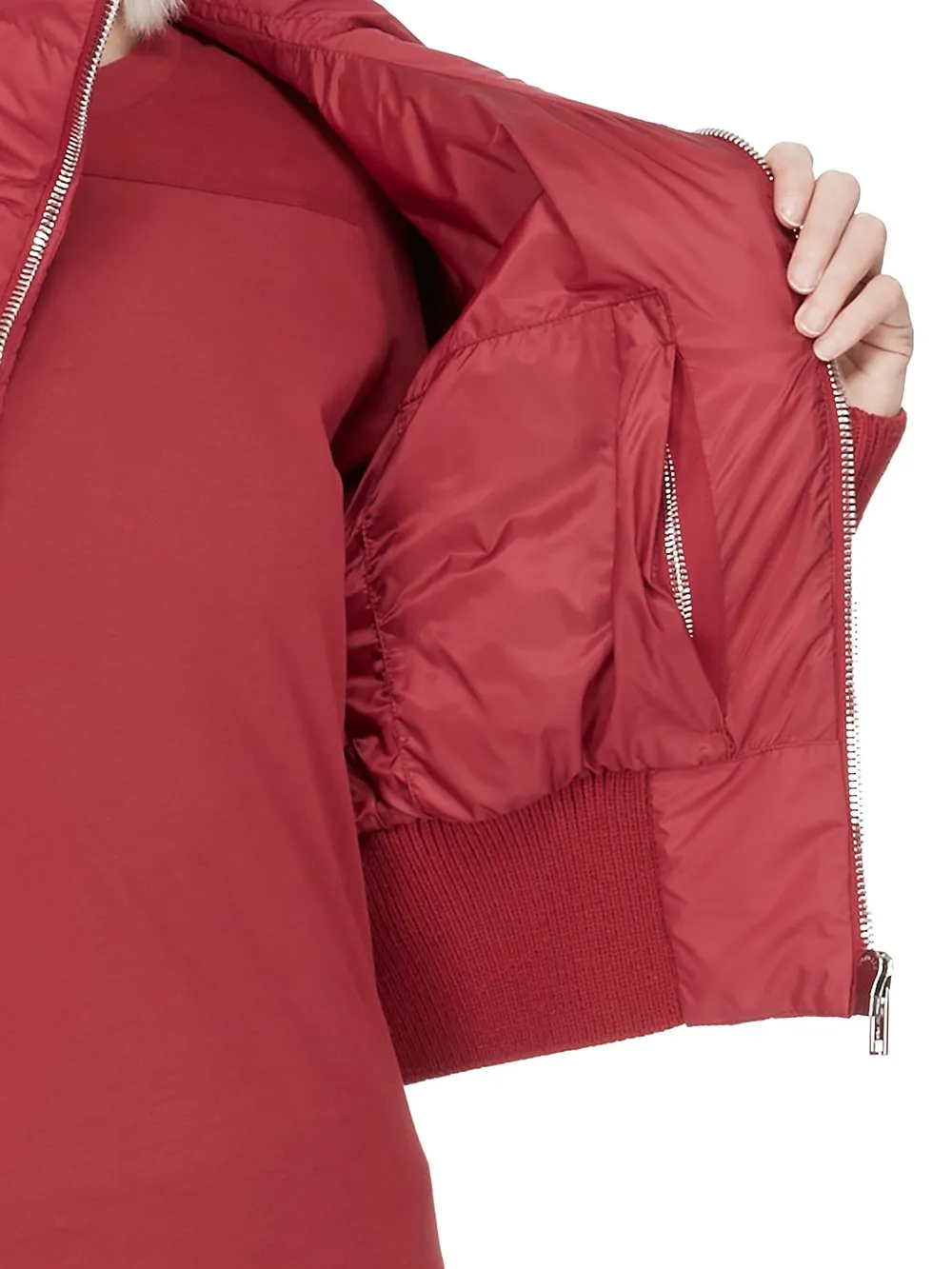 Moncler + Rick Owens Cropped Jacket In Carnelian Recycled Taffeta