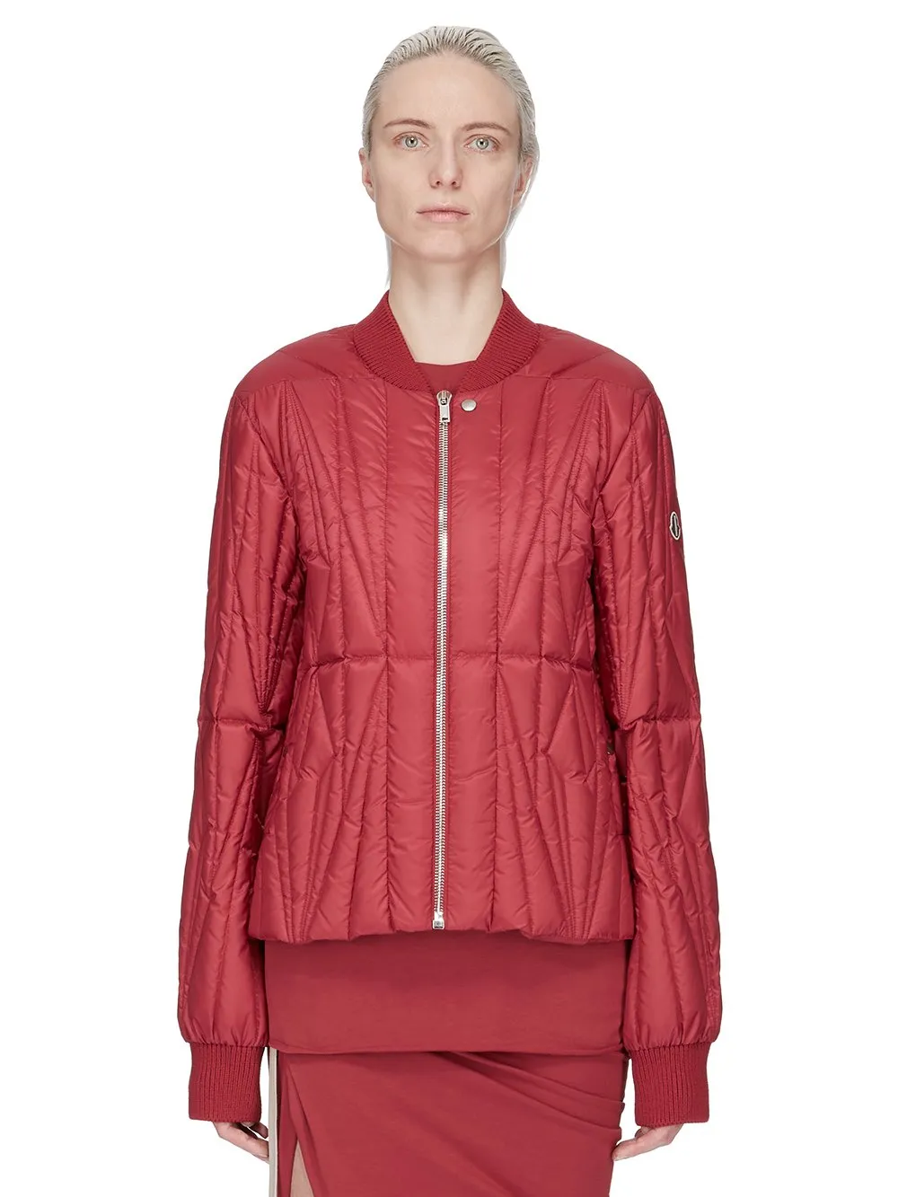 Moncler + Rick Owens Geocamo Flight Jacket In Carnelian Recycled Ultra-Lightweight Polyester