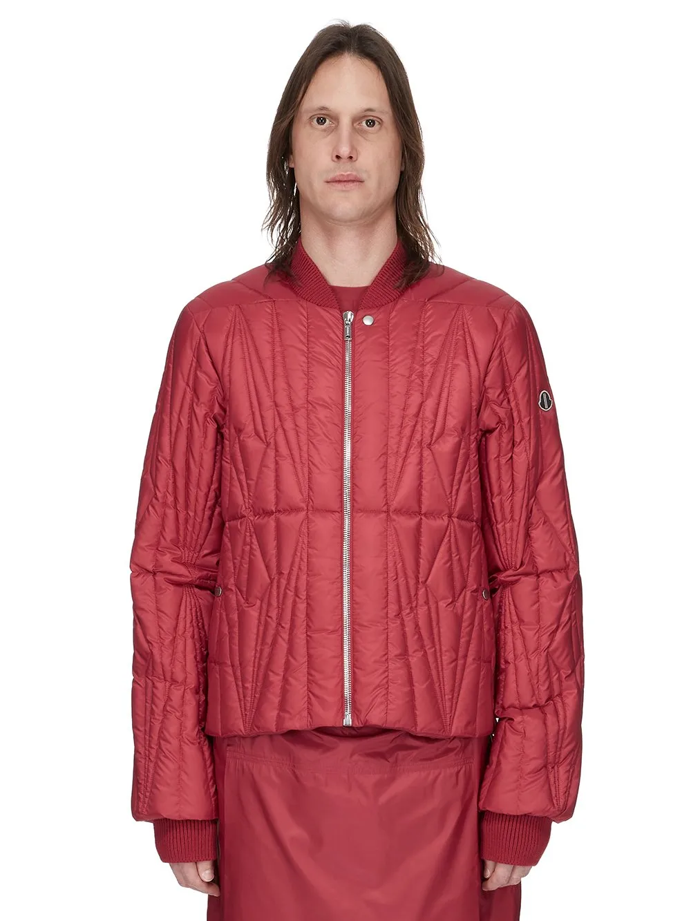 Moncler + Rick Owens Geocamo Flight Jacket In Carnelian Recycled Ultra-Lightweight Polyester