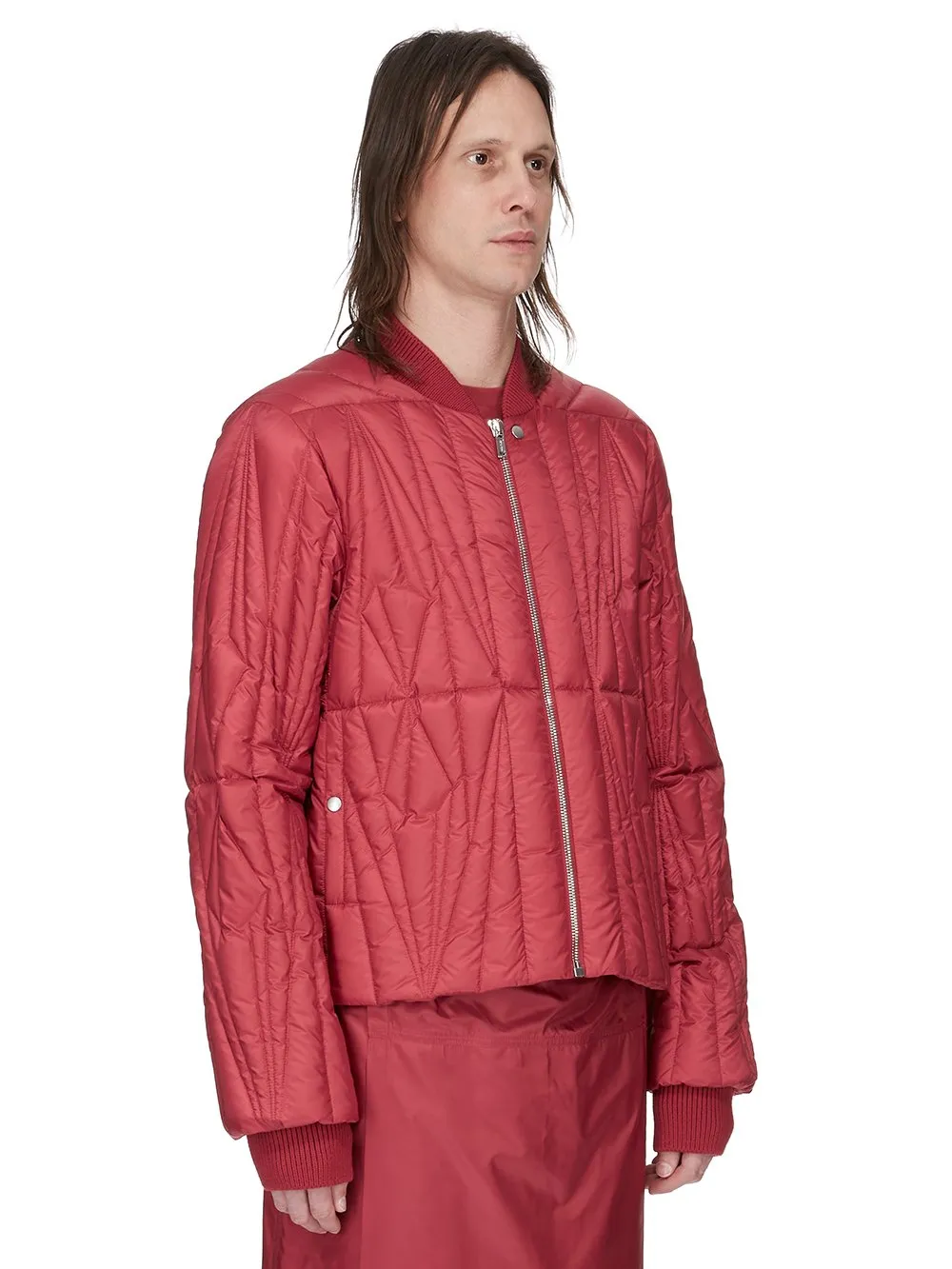 Moncler + Rick Owens Geocamo Flight Jacket In Carnelian Recycled Ultra-Lightweight Polyester