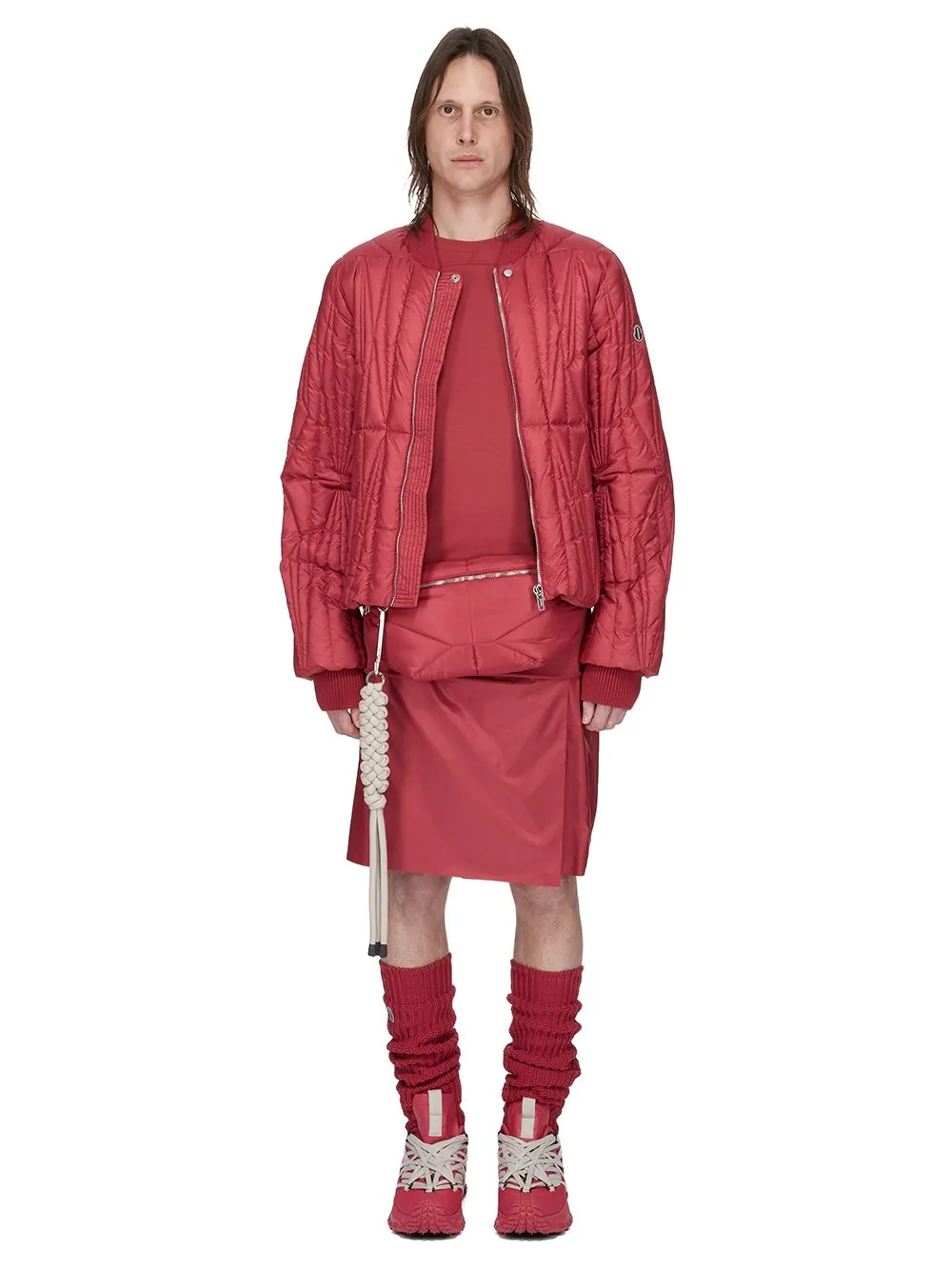 Moncler + Rick Owens Geocamo Flight Jacket In Carnelian Recycled Ultra-Lightweight Polyester