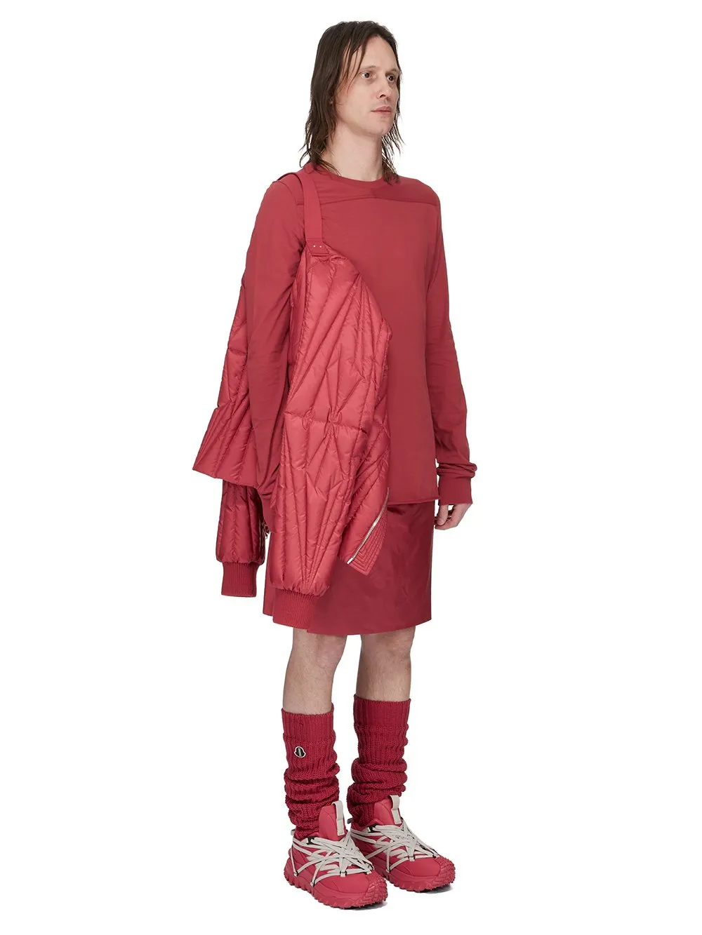 Moncler + Rick Owens Geocamo Flight Jacket In Carnelian Recycled Ultra-Lightweight Polyester