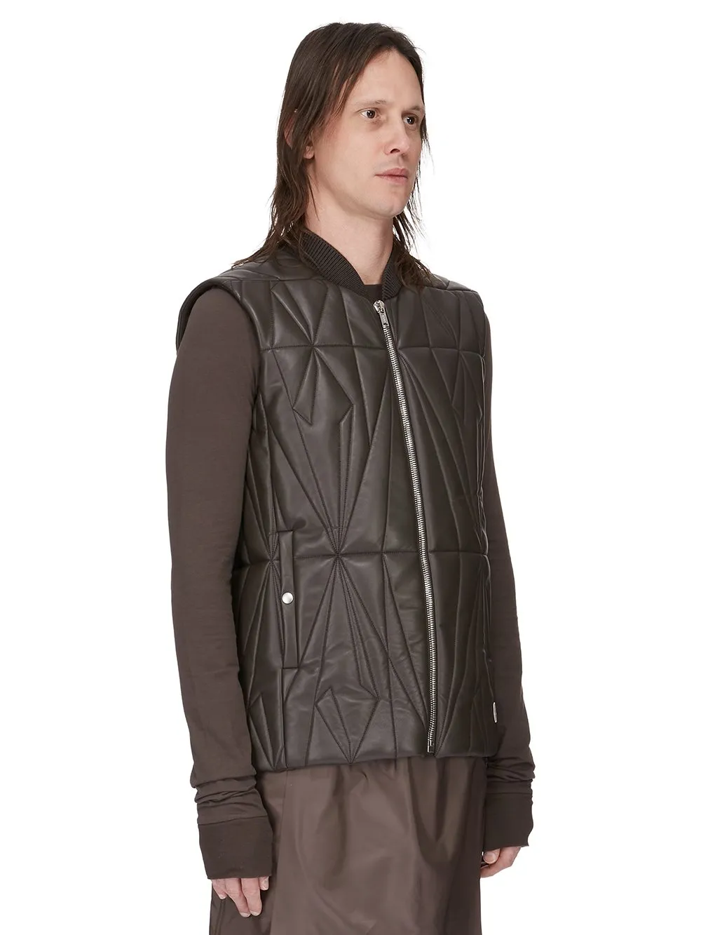 Moncler + Rick Owens Geocamo Flight Vest In Dark Dust Nappa Lambskin