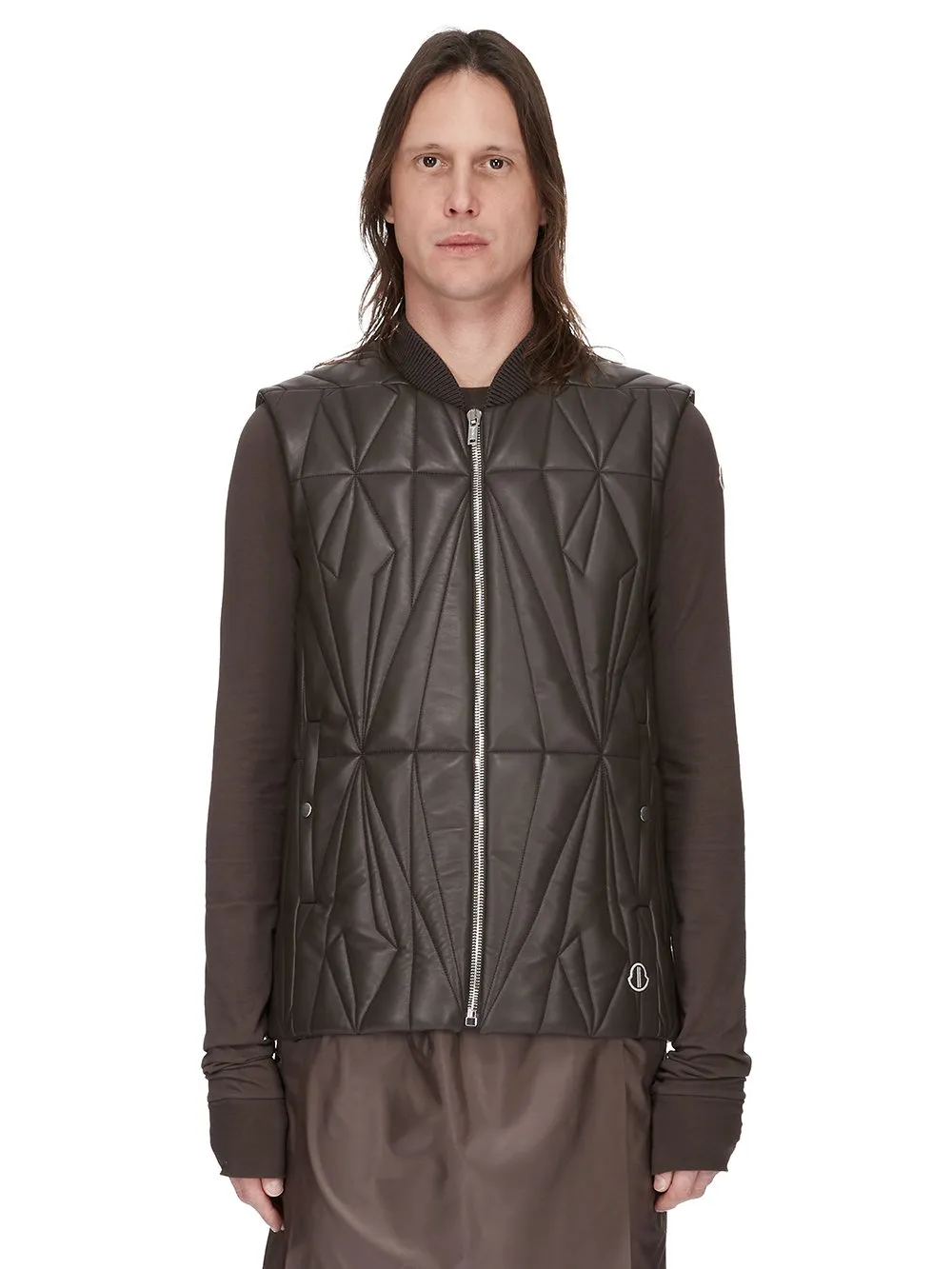 Moncler + Rick Owens Geocamo Flight Vest In Dark Dust Nappa Lambskin