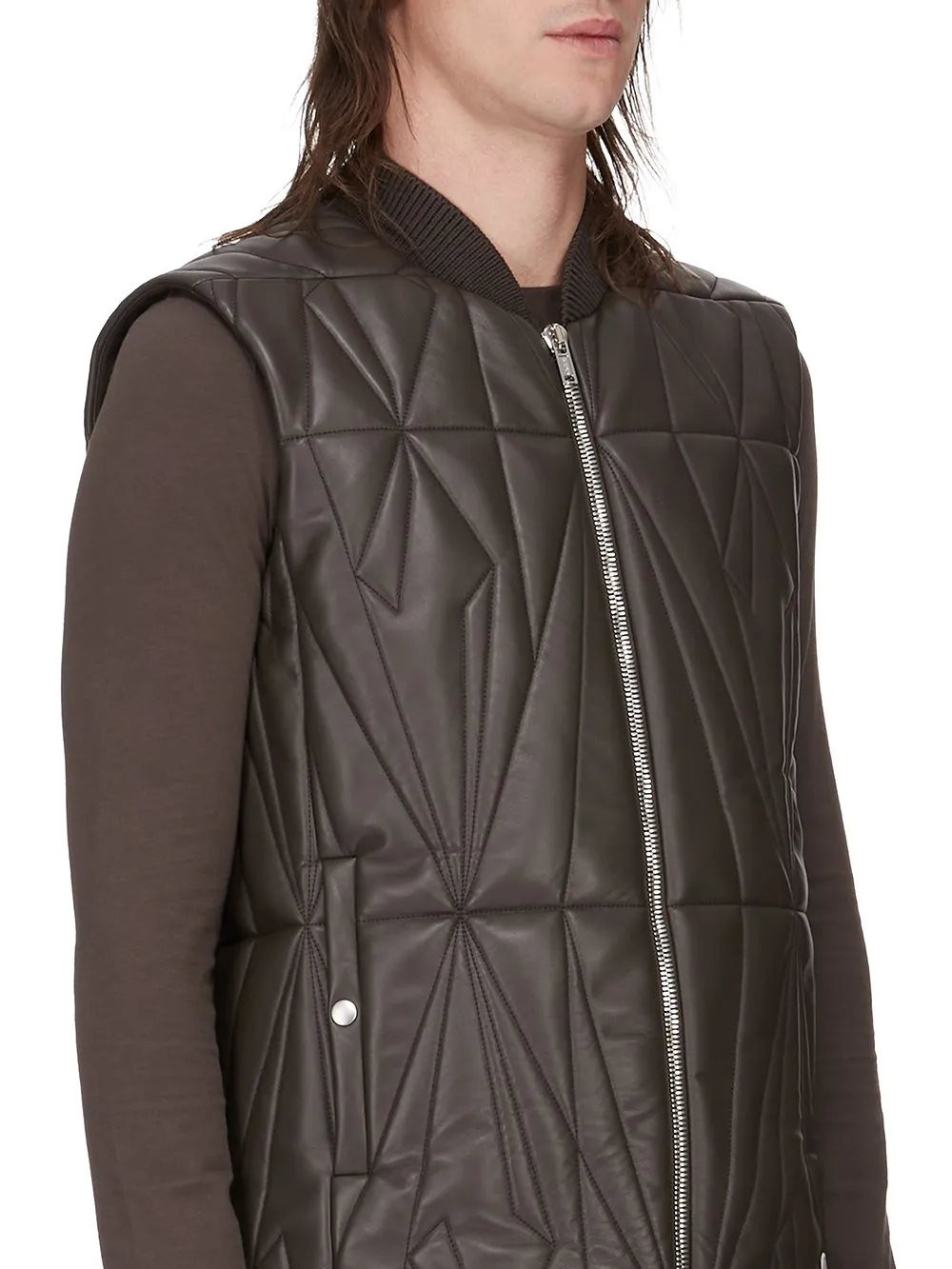 Moncler + Rick Owens Geocamo Flight Vest In Dark Dust Nappa Lambskin