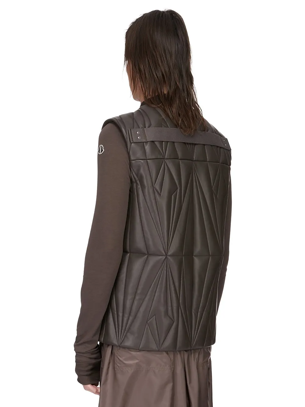 Moncler + Rick Owens Geocamo Flight Vest In Dark Dust Nappa Lambskin