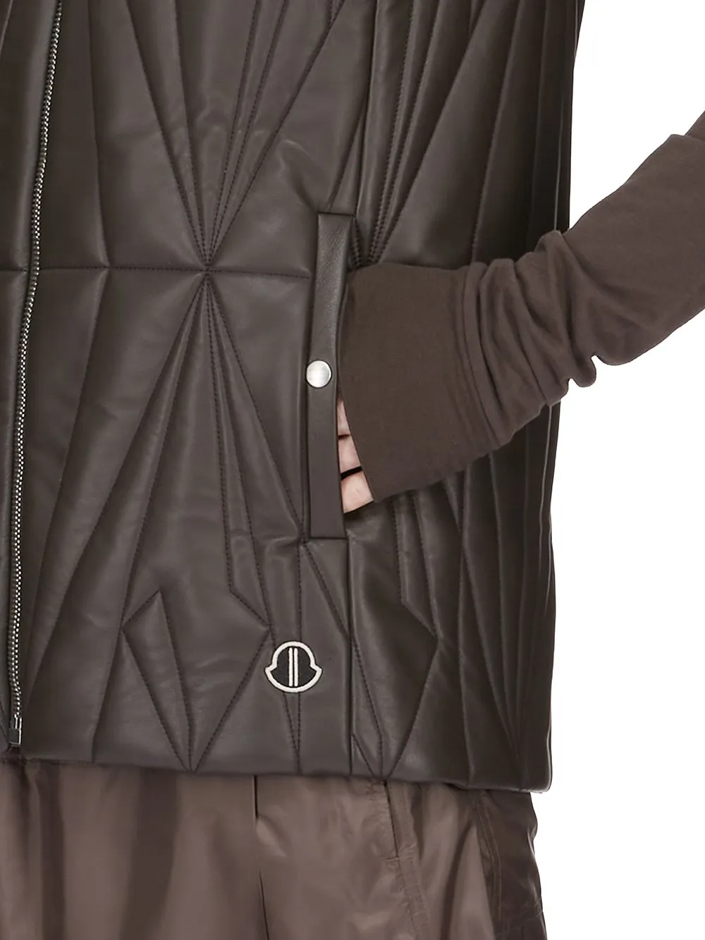 Moncler + Rick Owens Geocamo Flight Vest In Dark Dust Nappa Lambskin