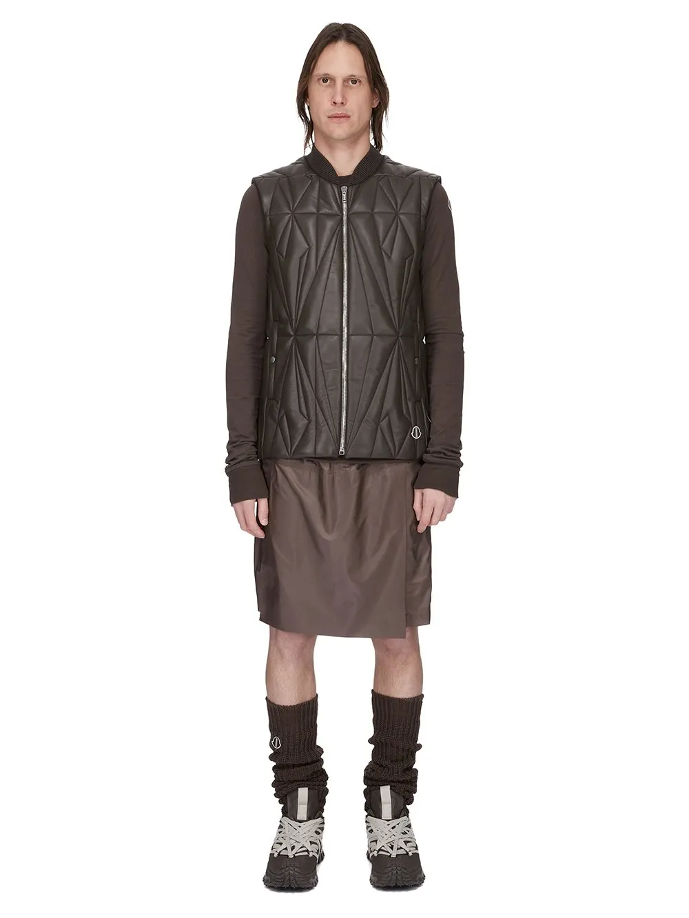 Moncler + Rick Owens Geocamo Flight Vest In Dark Dust Nappa Lambskin