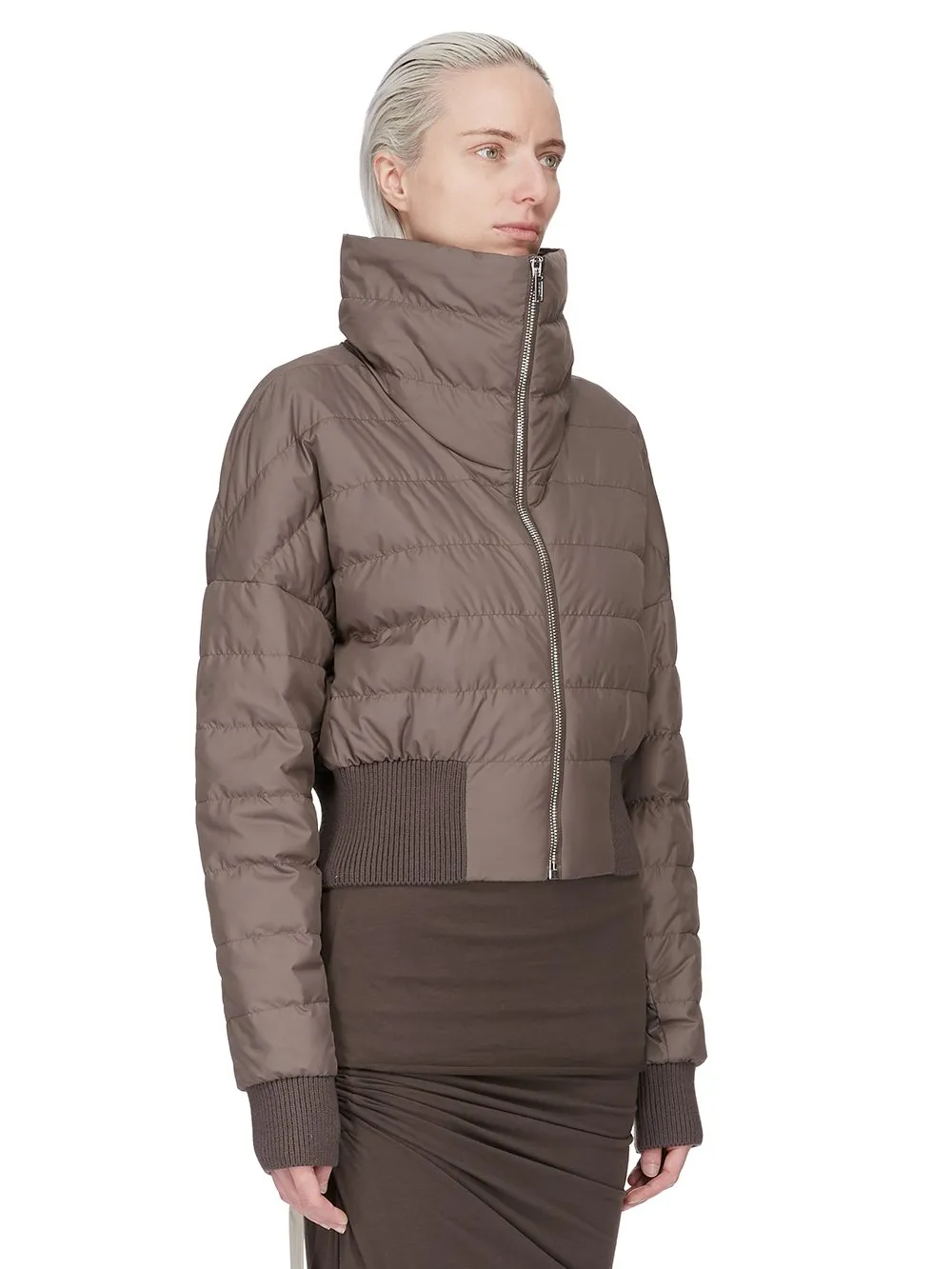 Moncler + Rick Owens Cropped Jacket In Dark Dust Recycled Taffeta