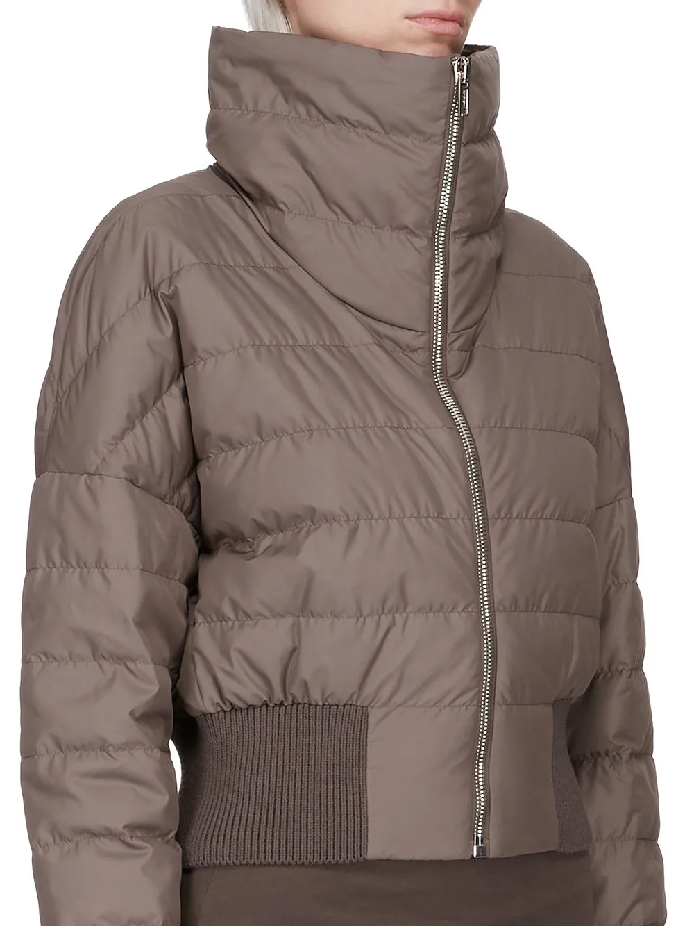 Moncler + Rick Owens Cropped Jacket In Dark Dust Recycled Taffeta