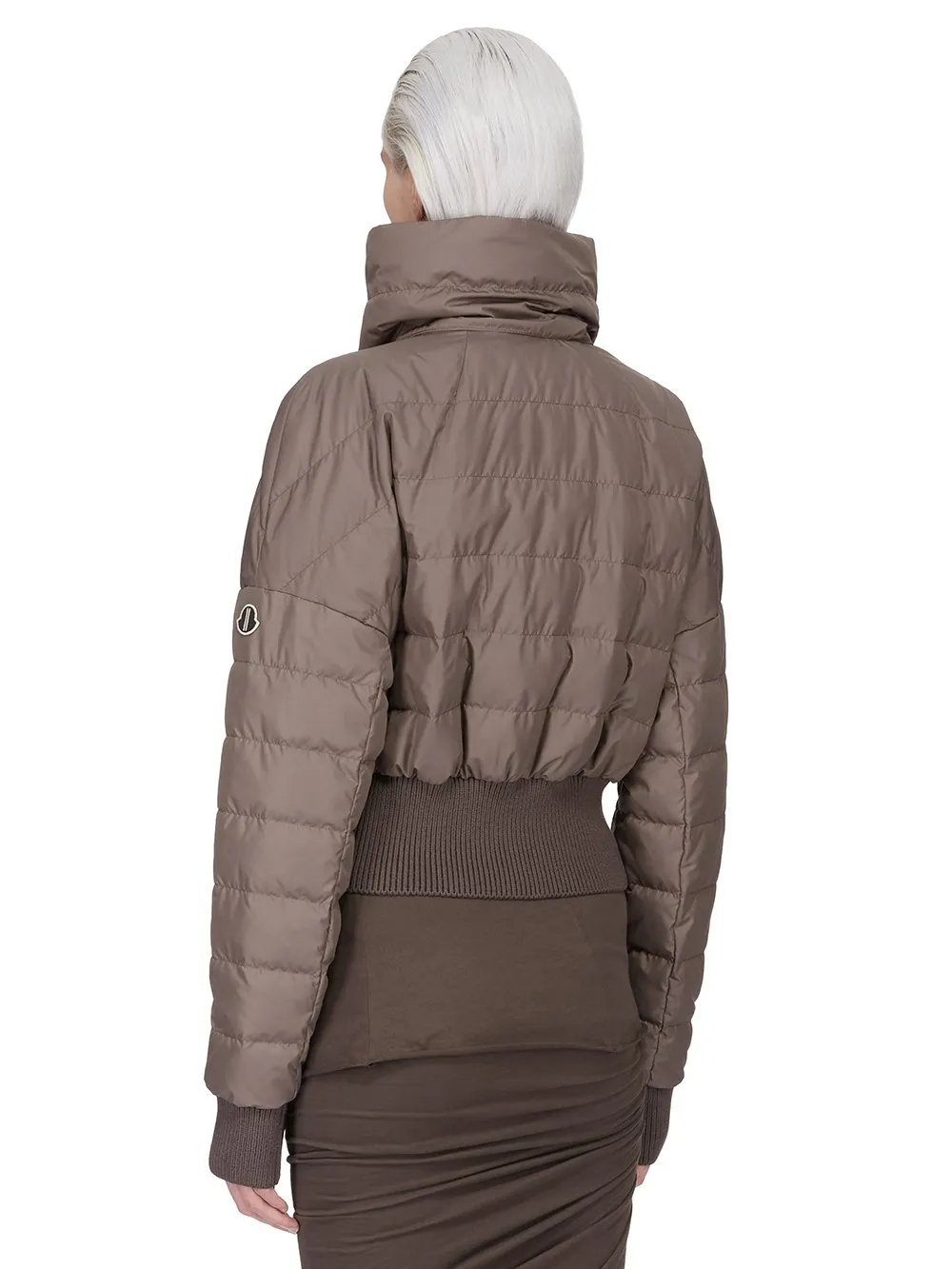Moncler + Rick Owens Cropped Jacket In Dark Dust Recycled Taffeta