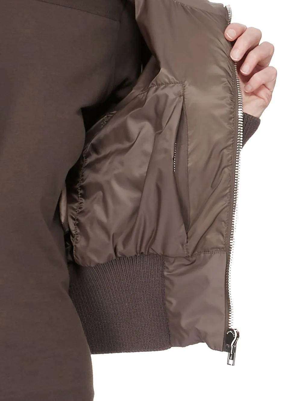 Moncler + Rick Owens Cropped Jacket In Dark Dust Recycled Taffeta
