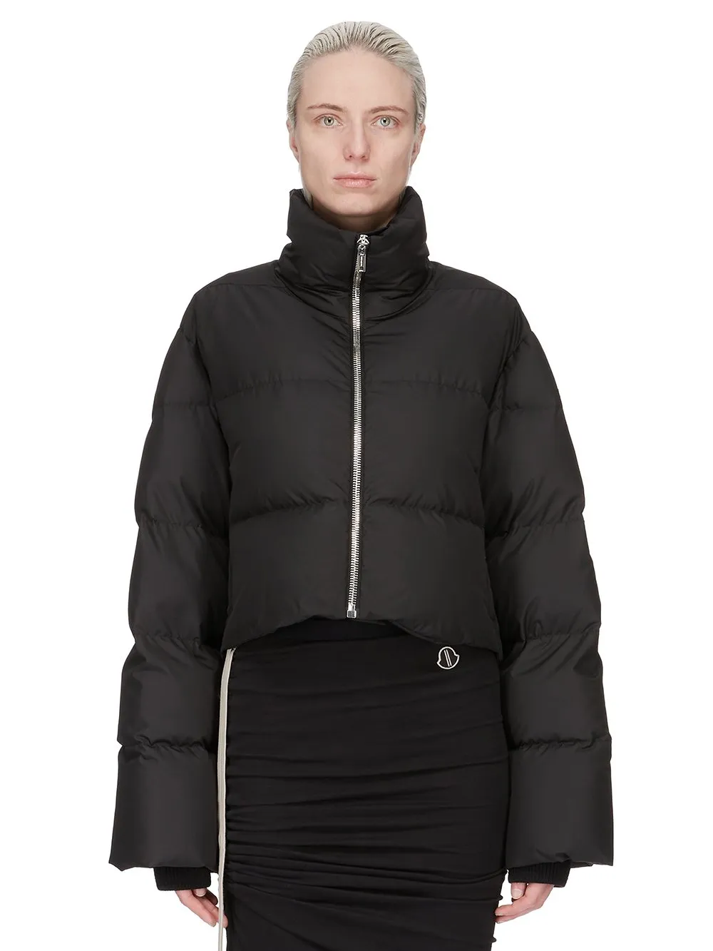 Moncler + Rick Owens Cropped Cyclopic Jacket In Black Recycled Taffeta