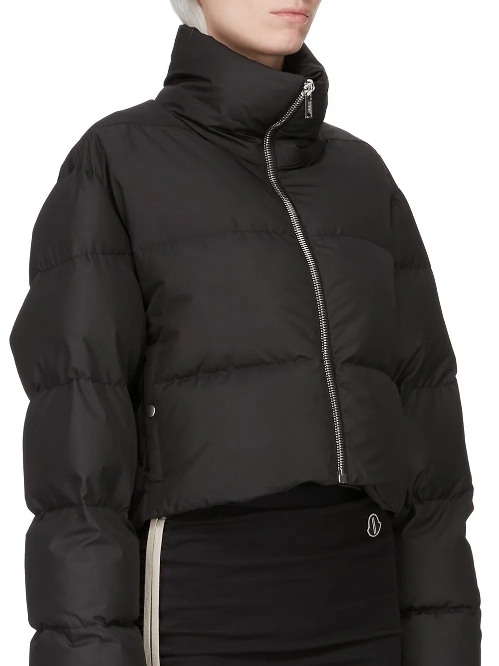 Moncler + Rick Owens Cropped Cyclopic Jacket In Black Recycled Taffeta