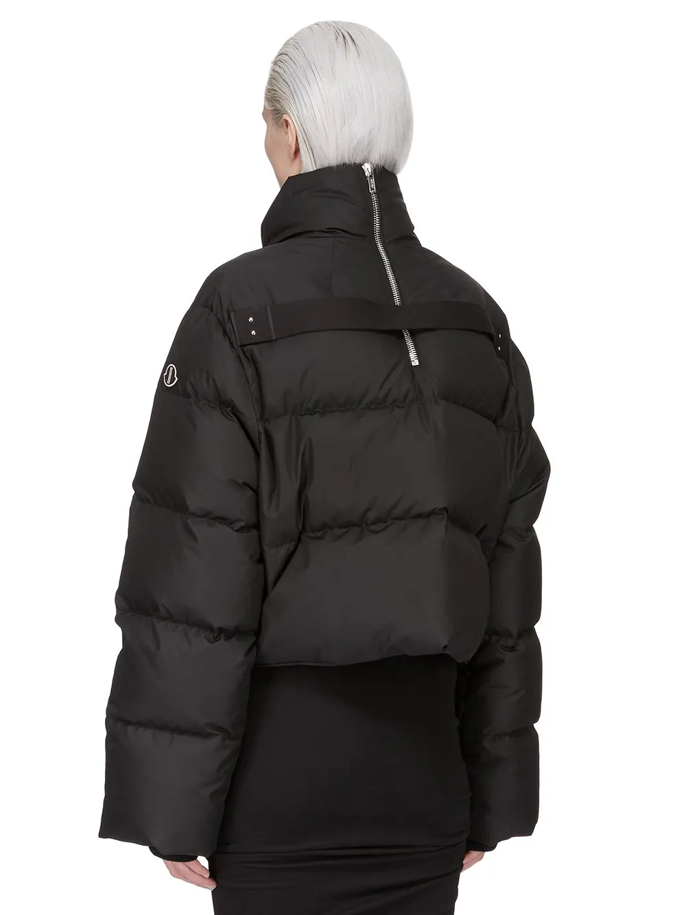 Moncler + Rick Owens Cropped Cyclopic Jacket In Black Recycled Taffeta