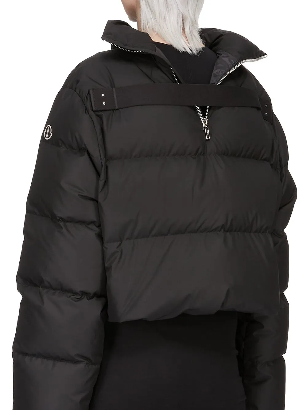 Moncler + Rick Owens Cropped Cyclopic Jacket In Black Recycled Taffeta