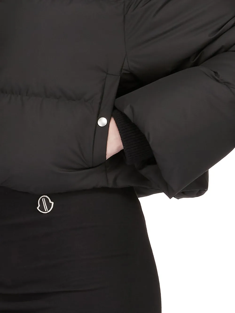 Moncler + Rick Owens Cropped Cyclopic Jacket In Black Recycled Taffeta