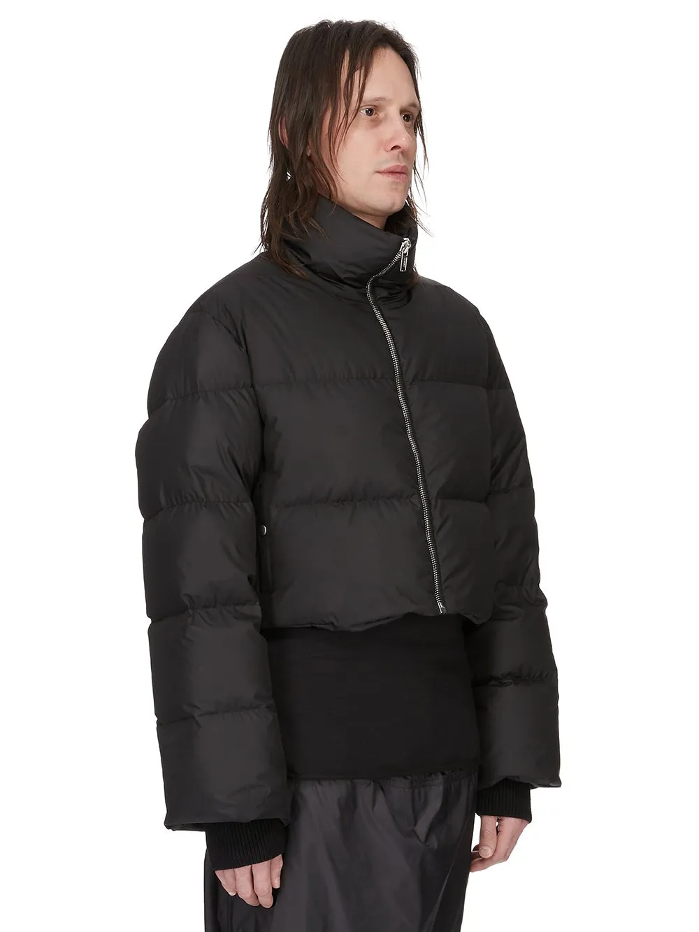 Moncler + Rick Owens Cropped Cyclopic Jacket In Black Recycled Taffeta