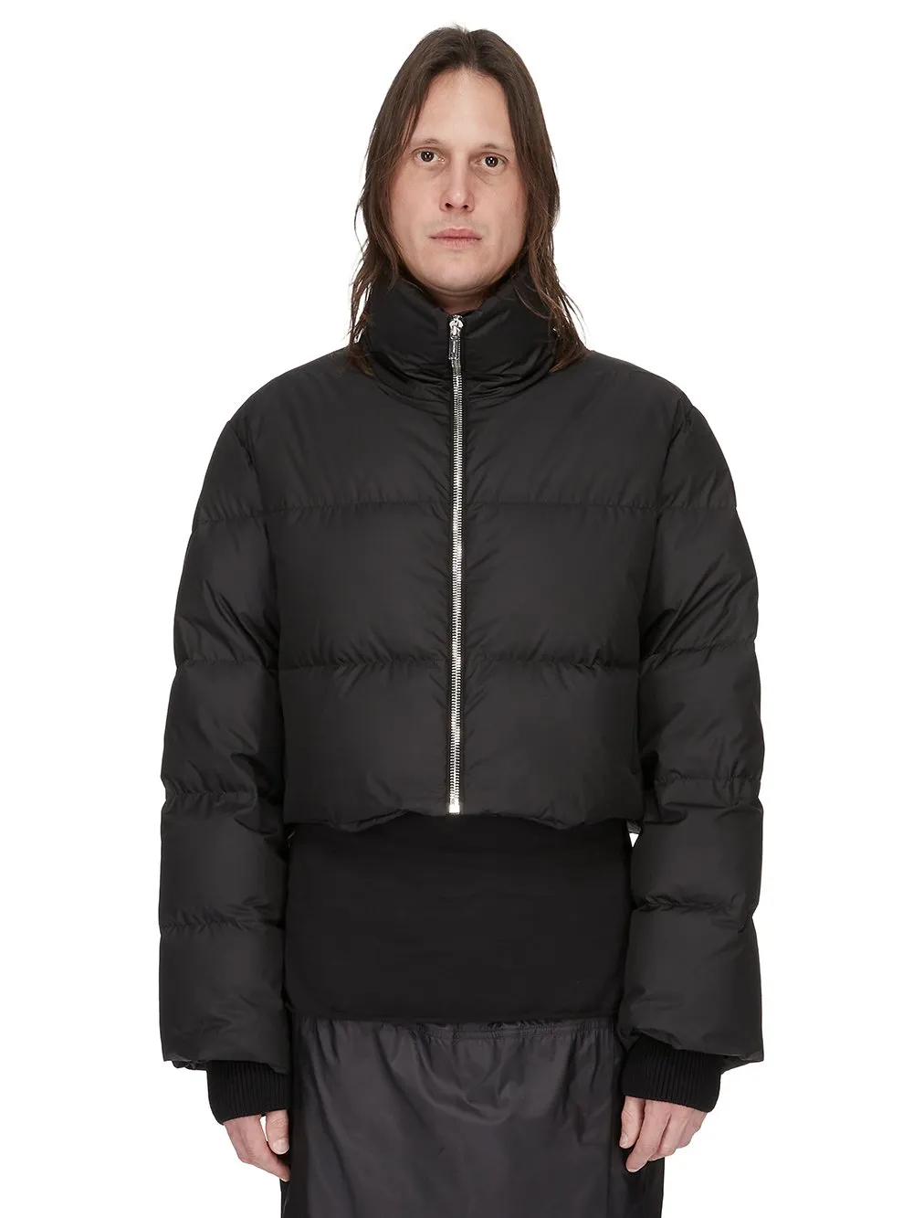 Moncler + Rick Owens Cropped Cyclopic Jacket In Black Recycled Taffeta