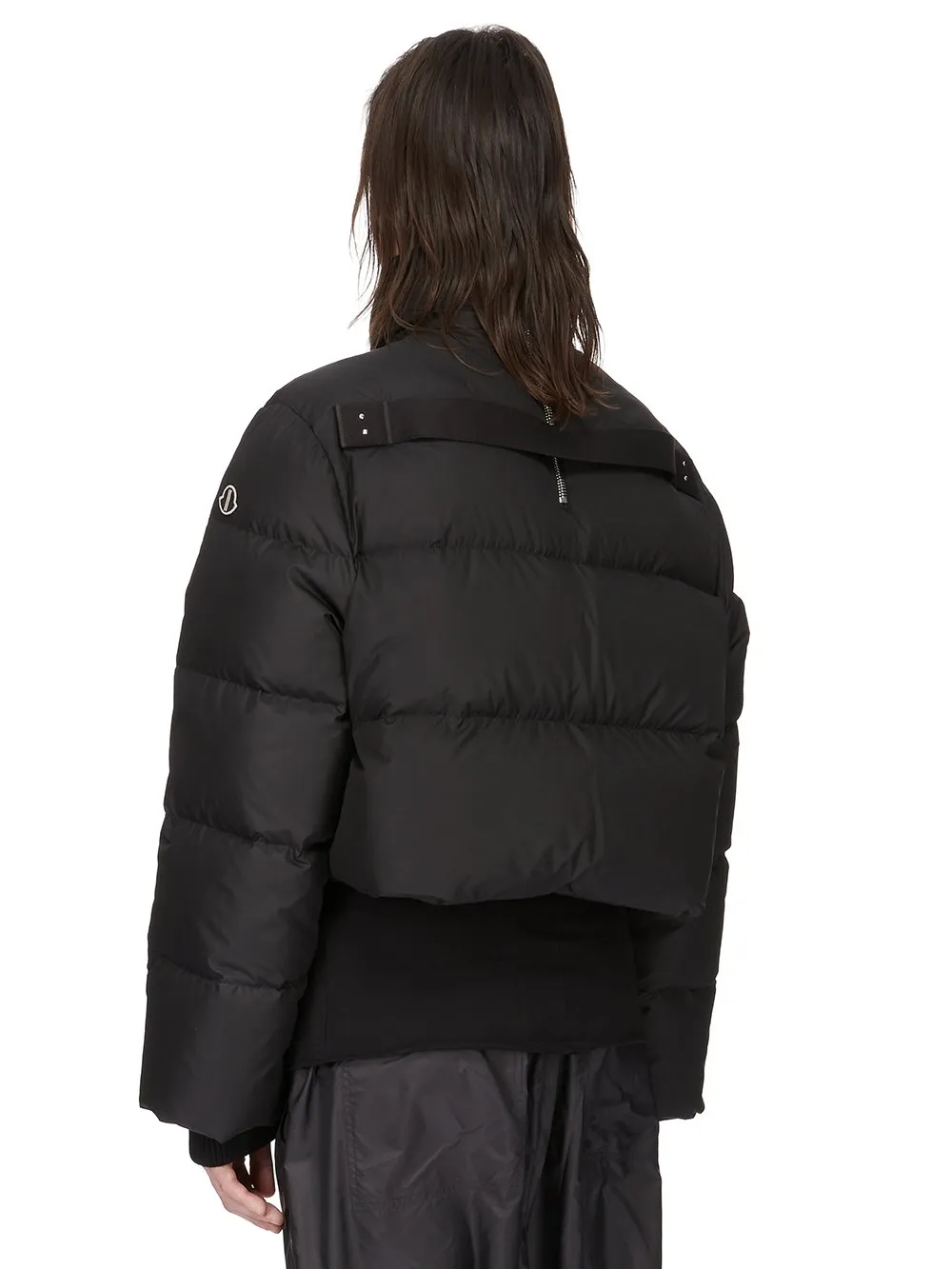Moncler + Rick Owens Cropped Cyclopic Jacket In Black Recycled Taffeta