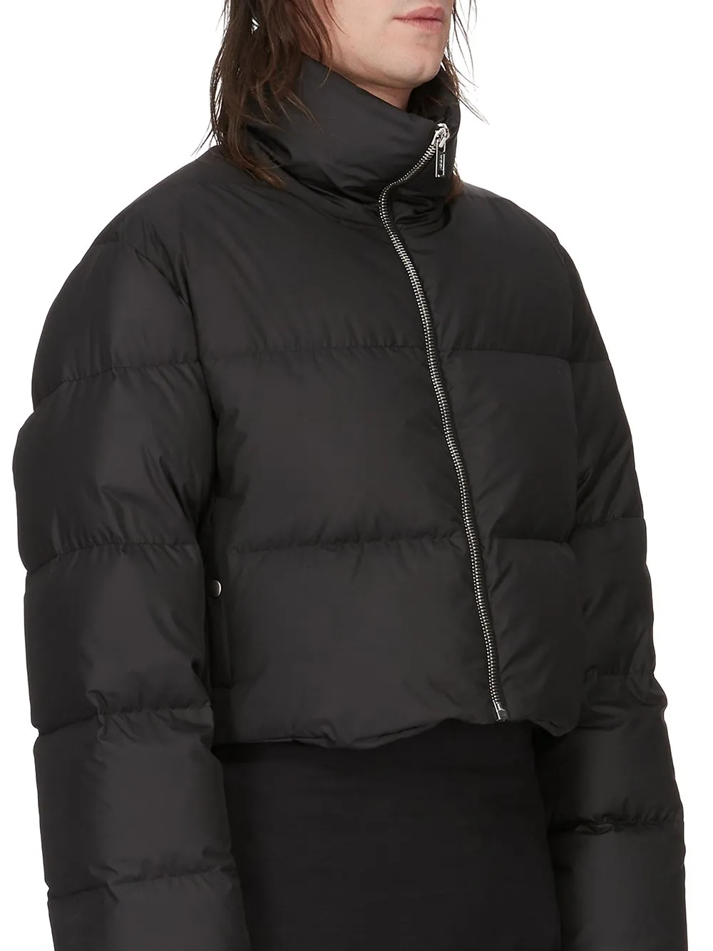 Moncler + Rick Owens Cropped Cyclopic Jacket In Black Recycled Taffeta