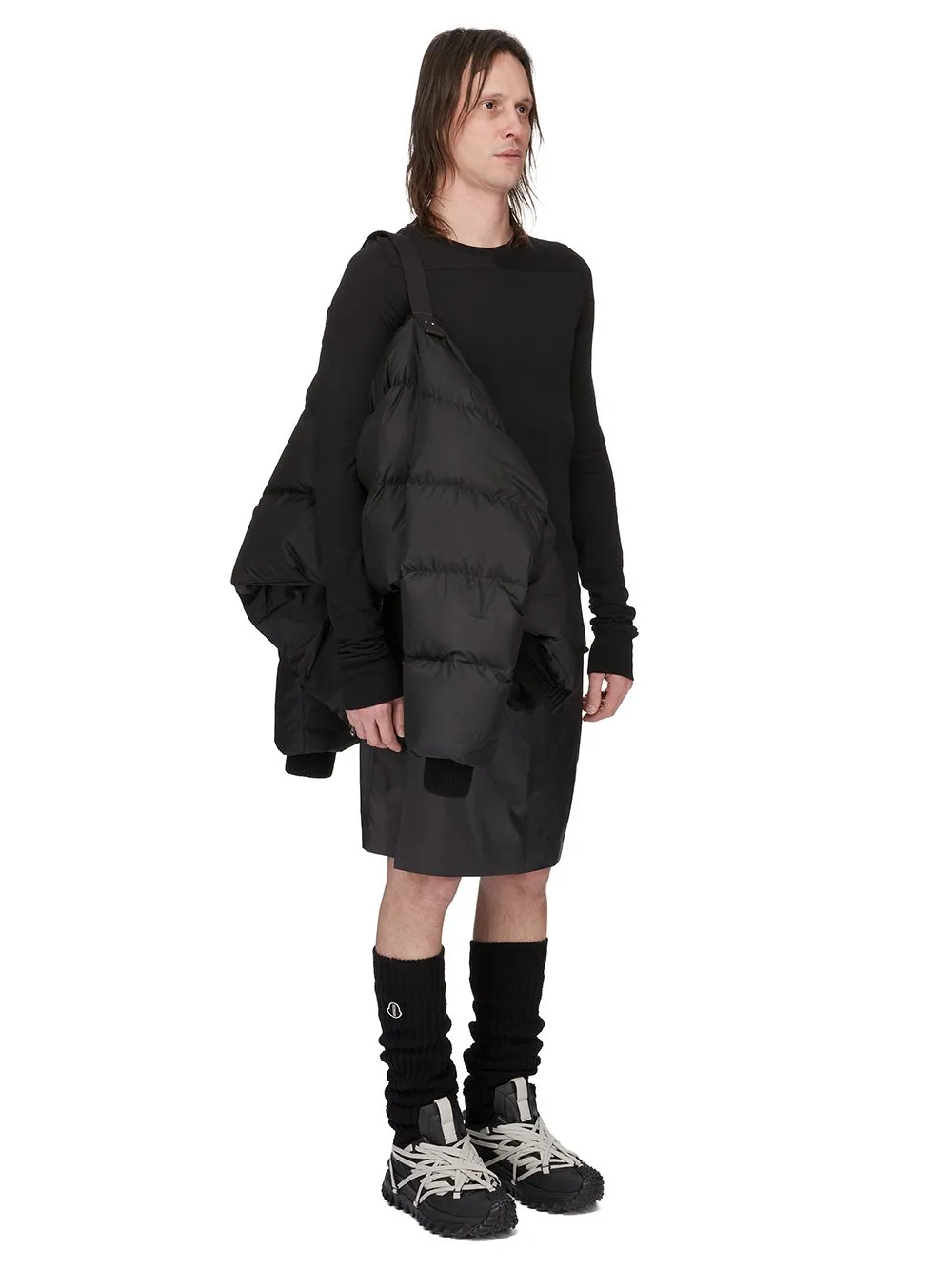 Moncler + Rick Owens Cropped Cyclopic Jacket In Black Recycled Taffeta