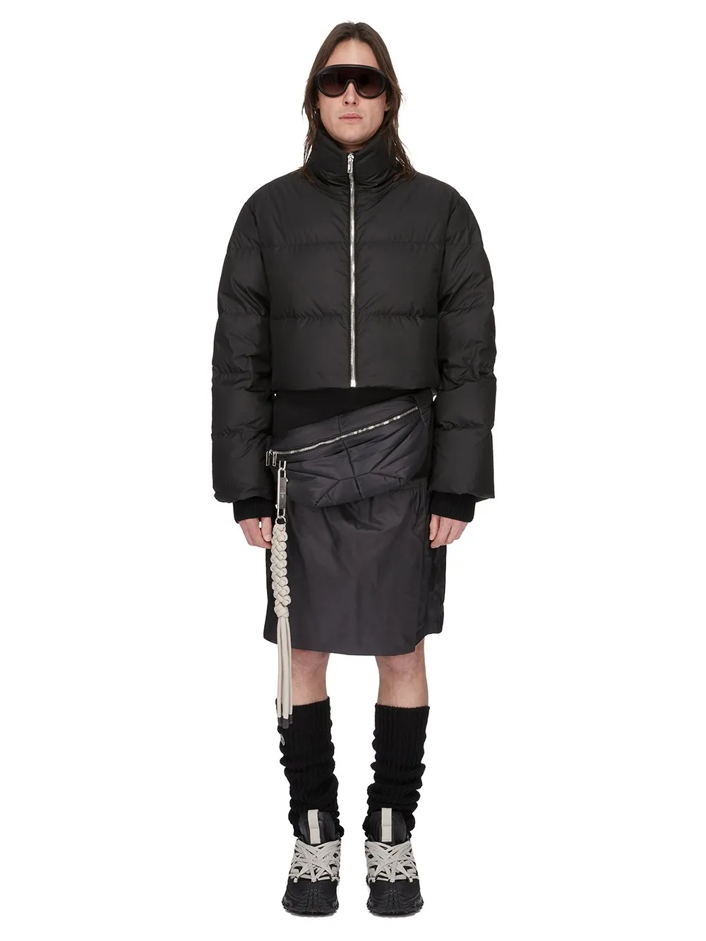Moncler + Rick Owens Cropped Cyclopic Jacket In Black Recycled Taffeta
