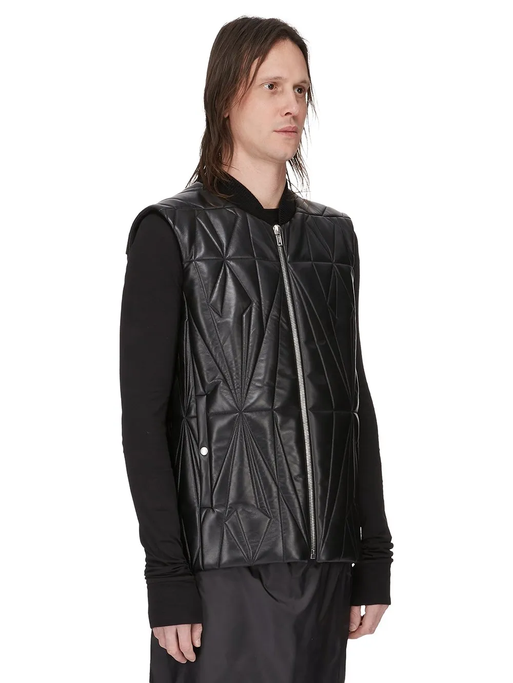 Moncler + Rick Owens Geocamo Flight Vest In Black Nappa Lambskin