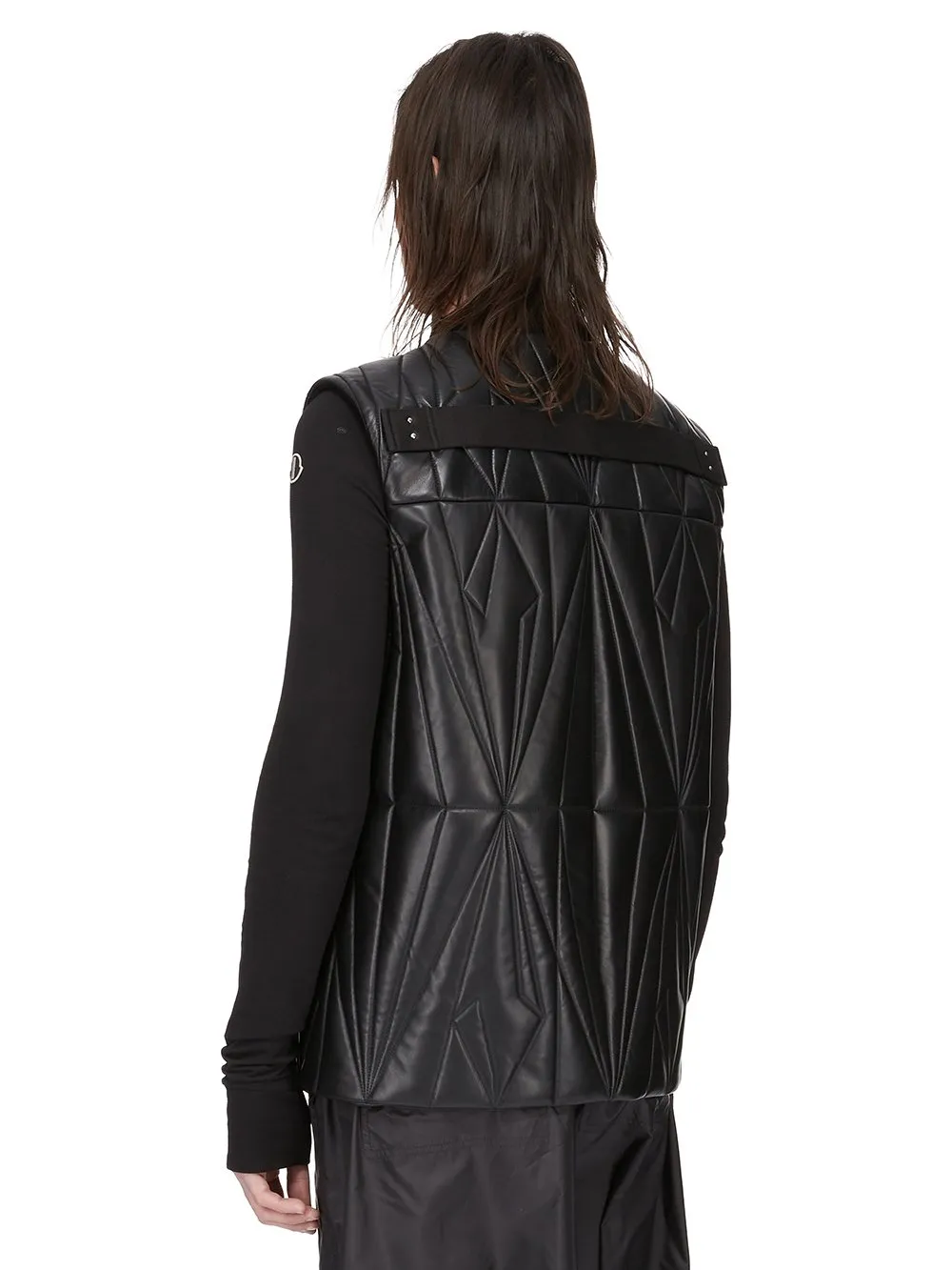 Moncler + Rick Owens Geocamo Flight Vest In Black Nappa Lambskin