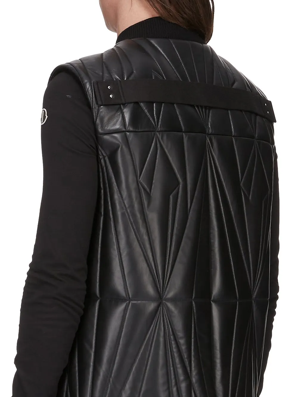 Moncler + Rick Owens Geocamo Flight Vest In Black Nappa Lambskin