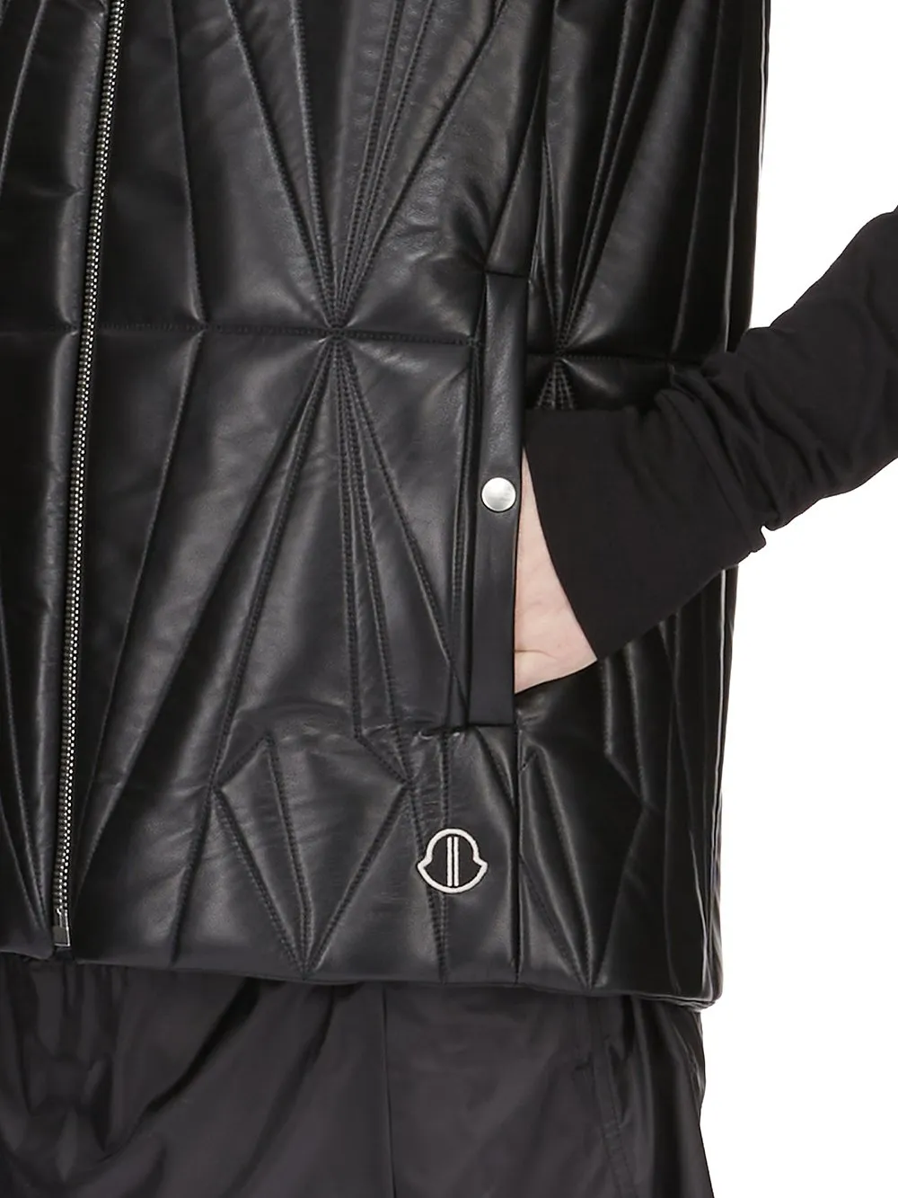 Moncler + Rick Owens Geocamo Flight Vest In Black Nappa Lambskin
