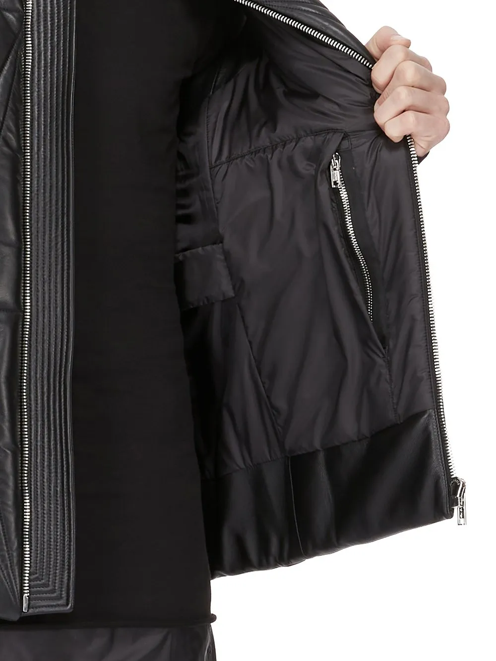 Moncler + Rick Owens Geocamo Flight Vest In Black Nappa Lambskin