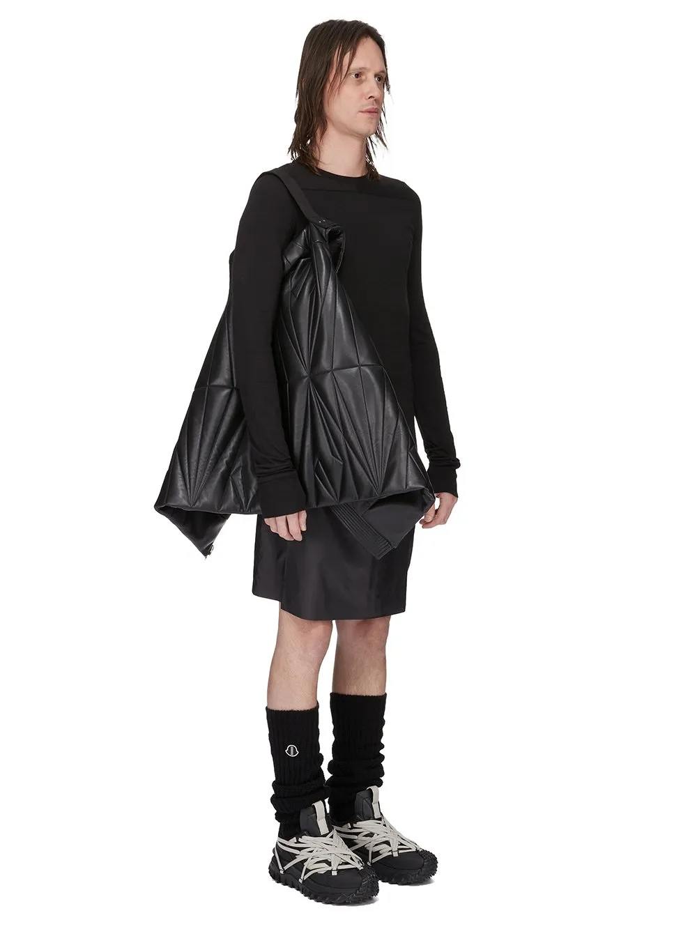 Moncler + Rick Owens Geocamo Flight Vest In Black Nappa Lambskin